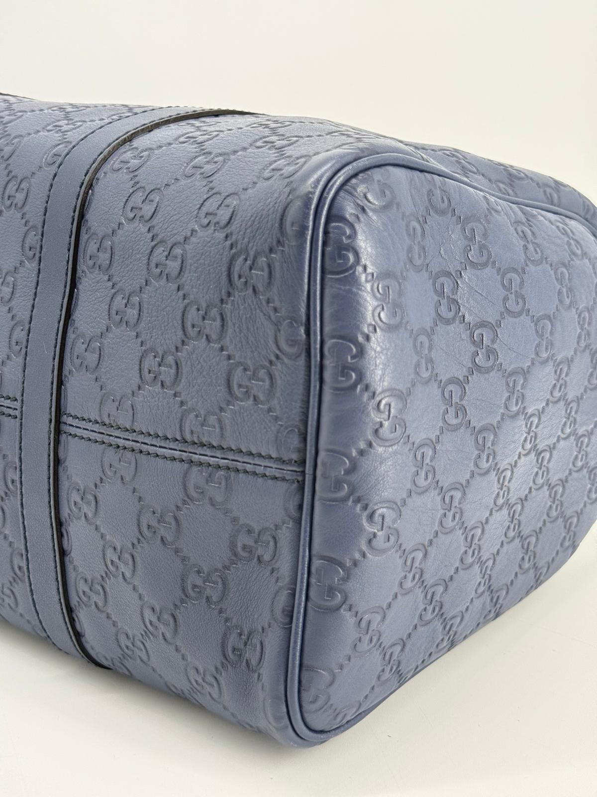 Gucci Guccissima Blue Leather Boston Medium Bag