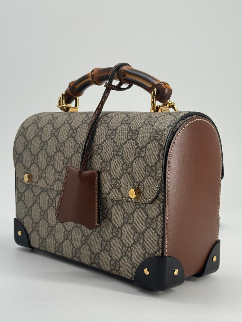 Gucci GG Small Supreme Padlock Bamboo Shoulder Bag
