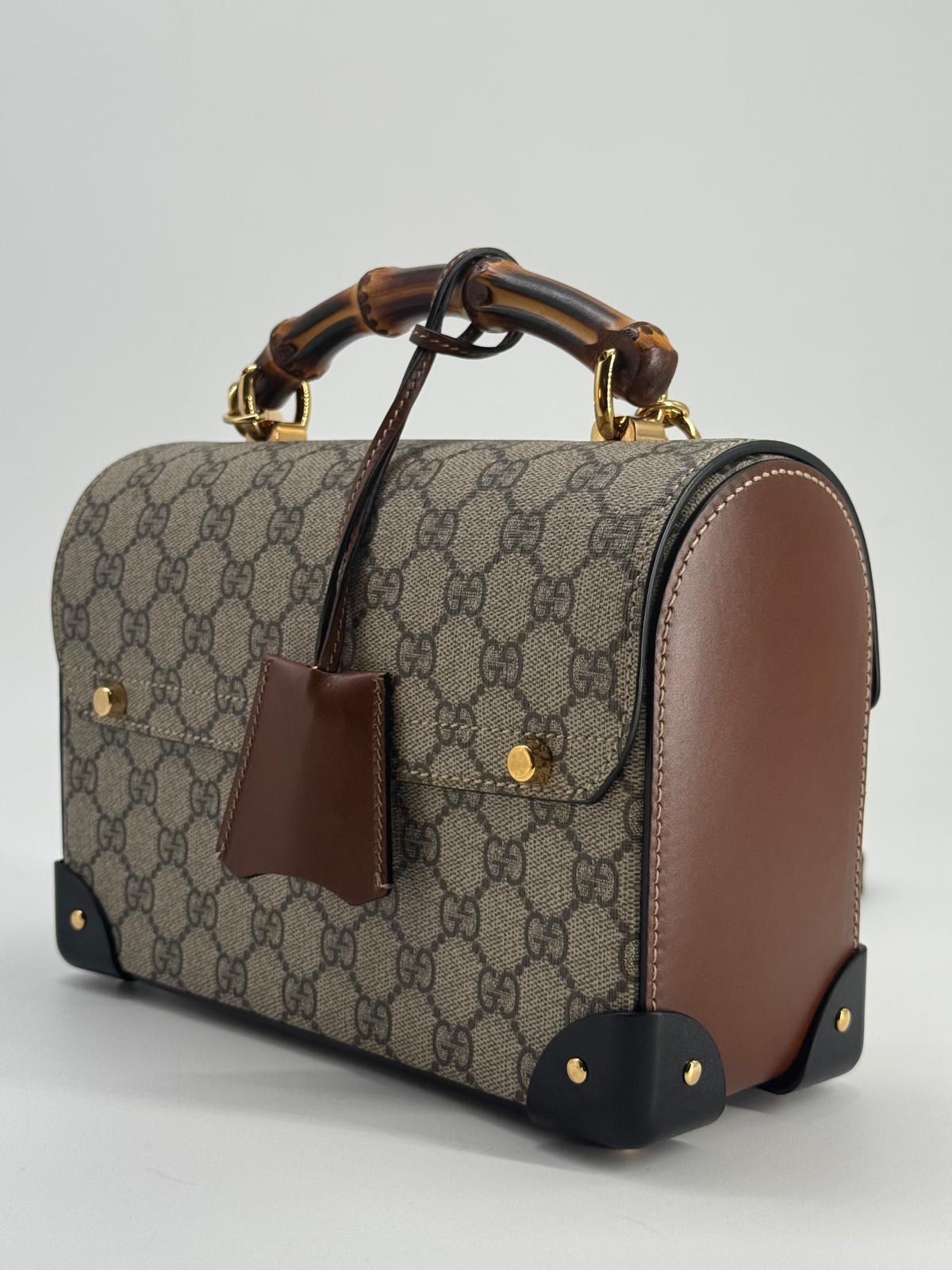 Gucci GG Small Supreme Padlock Bamboo Shoulder Bag