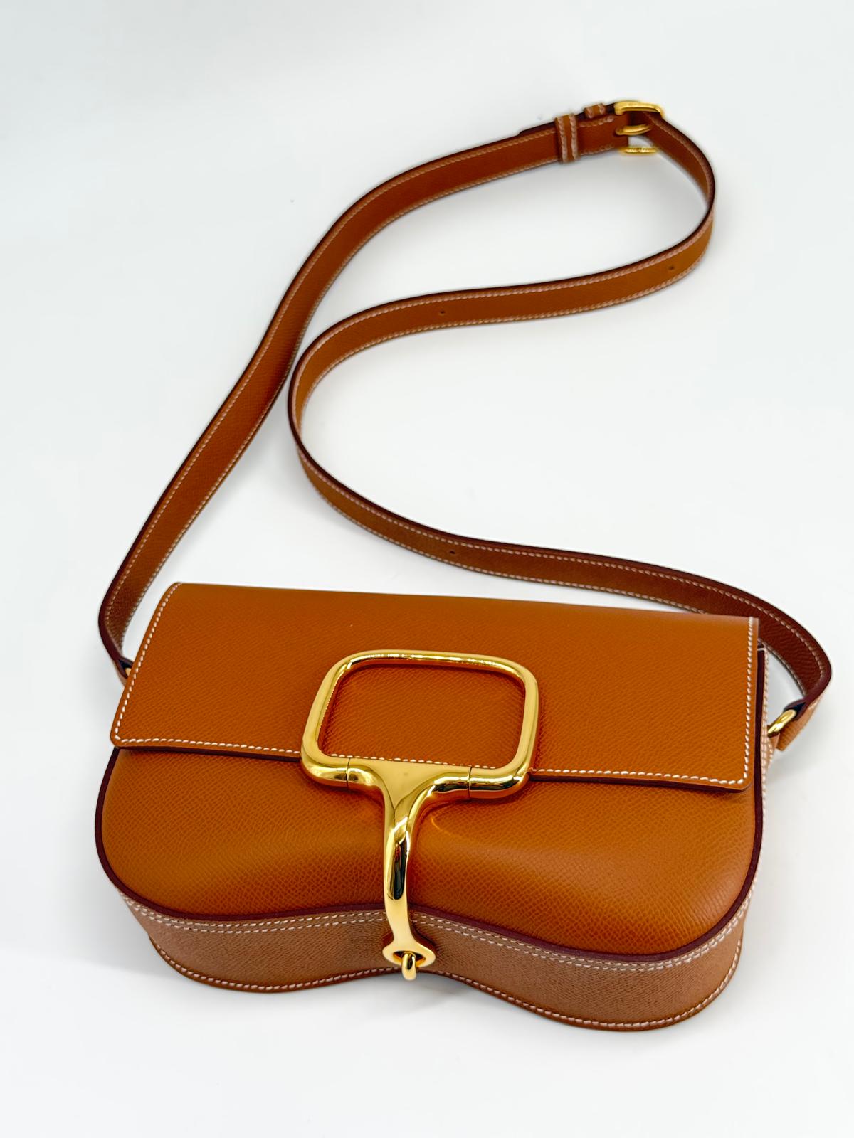 Hermes Epsom Della Cavalleria Elan Brown Leather Shoulder Bag Gold Hardware