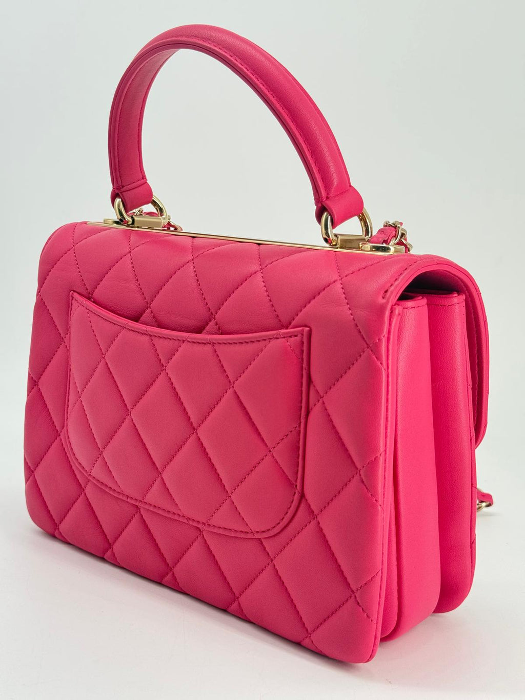 Chanel Trendy CC Pink Lambskin Quilted Top Handle Bag