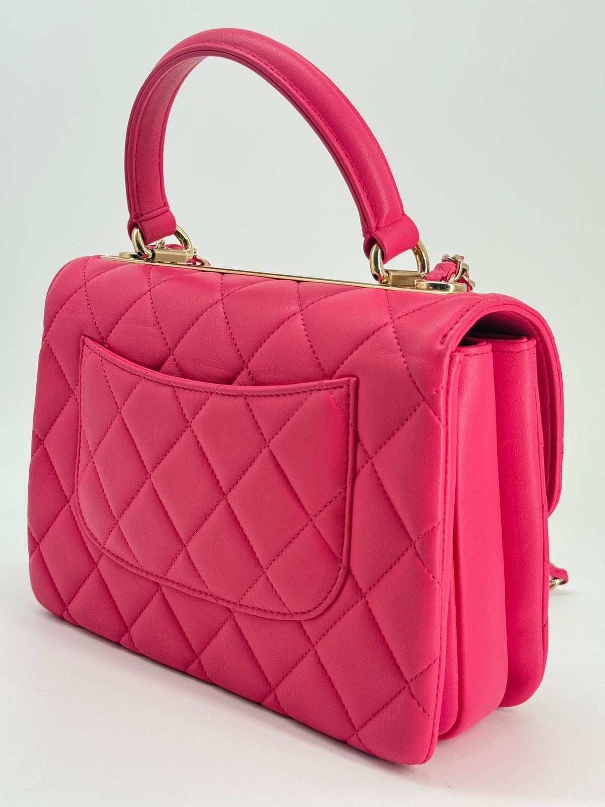 Chanel Trendy CC Pink Lambskin Quilted Top Handle Bag