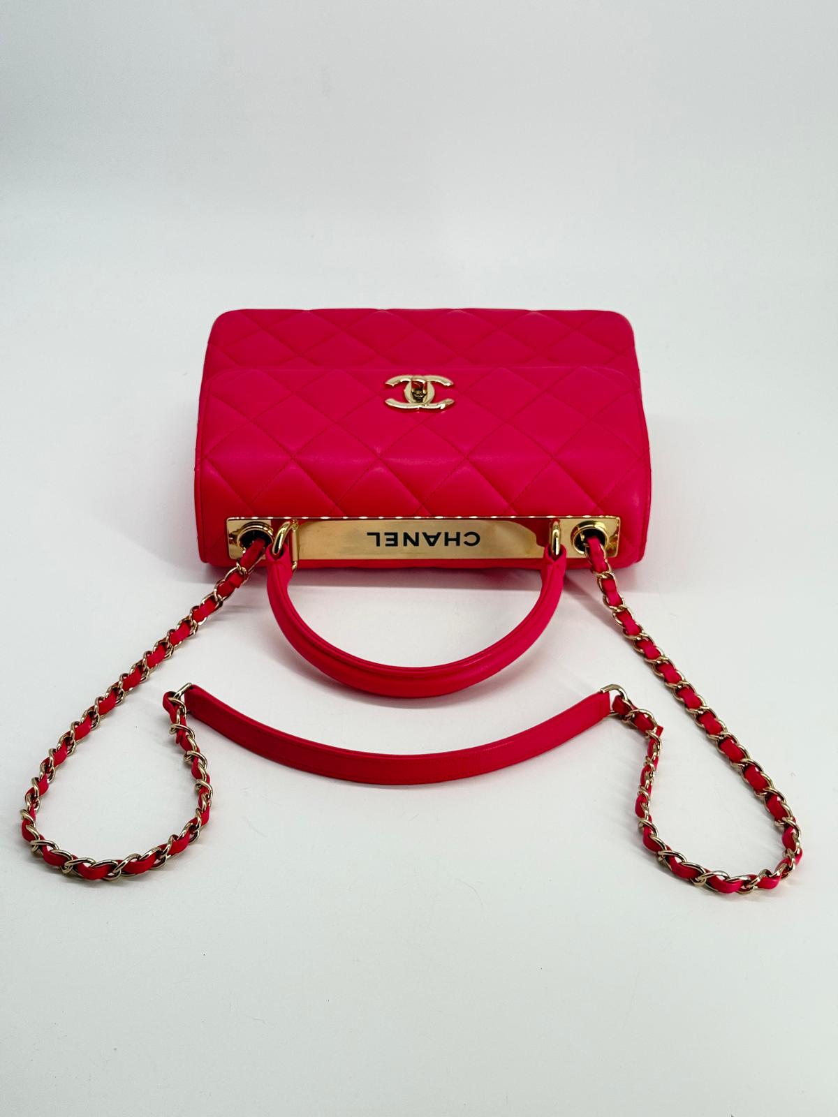 Chanel Trendy CC Pink Lambskin Quilted Top Handle Bag