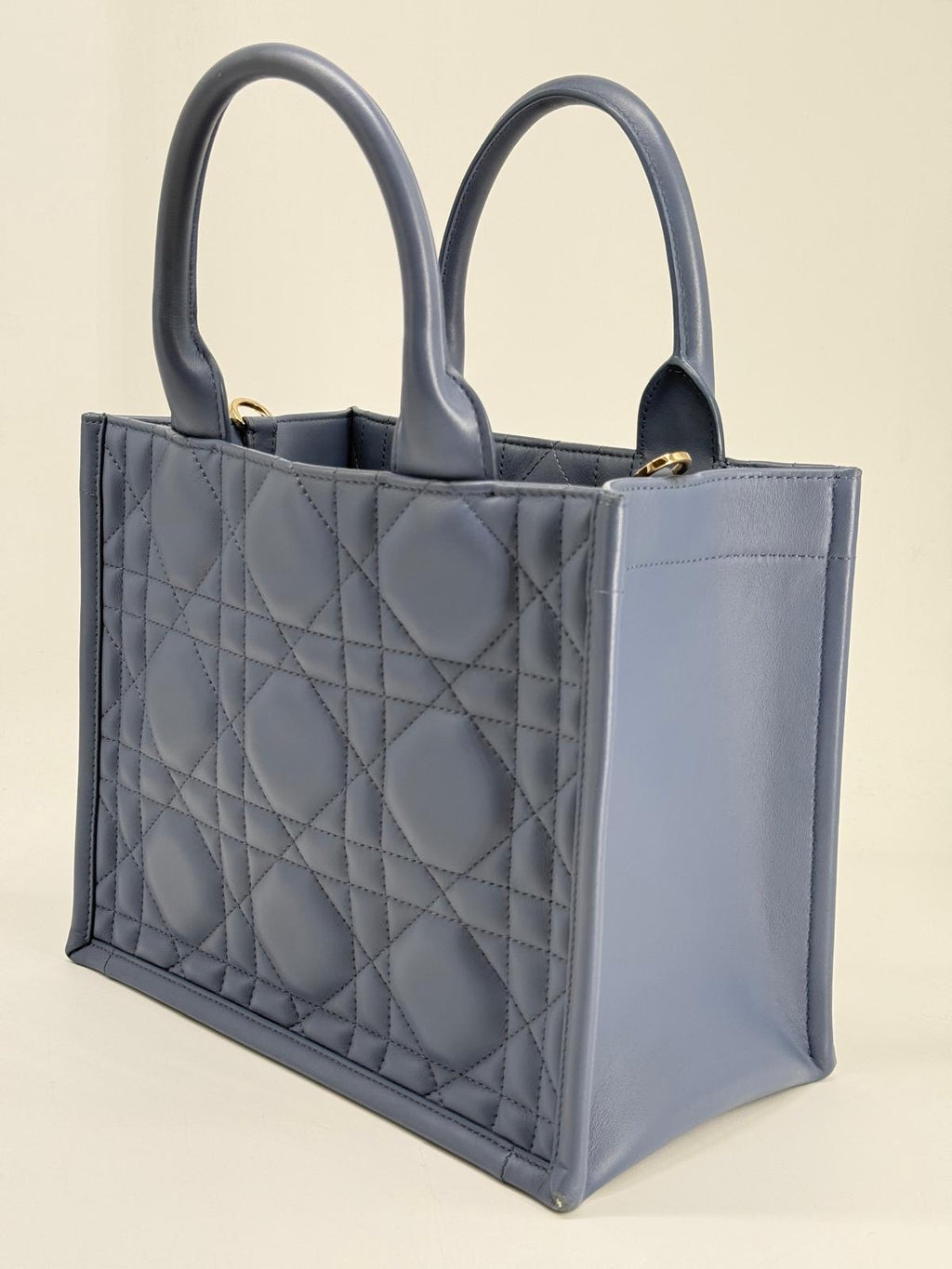 Dior Small Dior Book Tote Blue Macrocannage Leather Bag