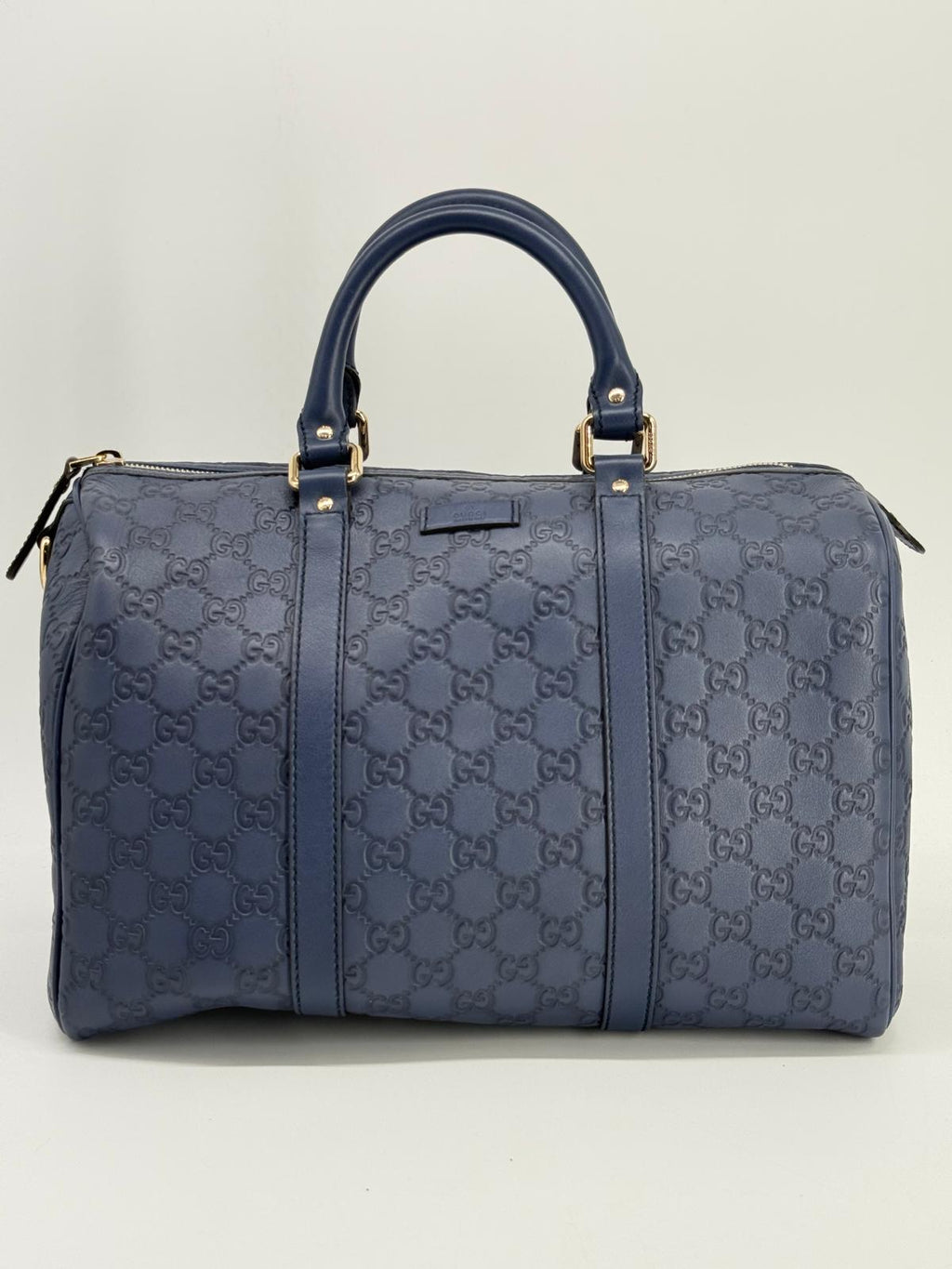 Gucci Guccissima Blue Leather Boston Medium Bag
