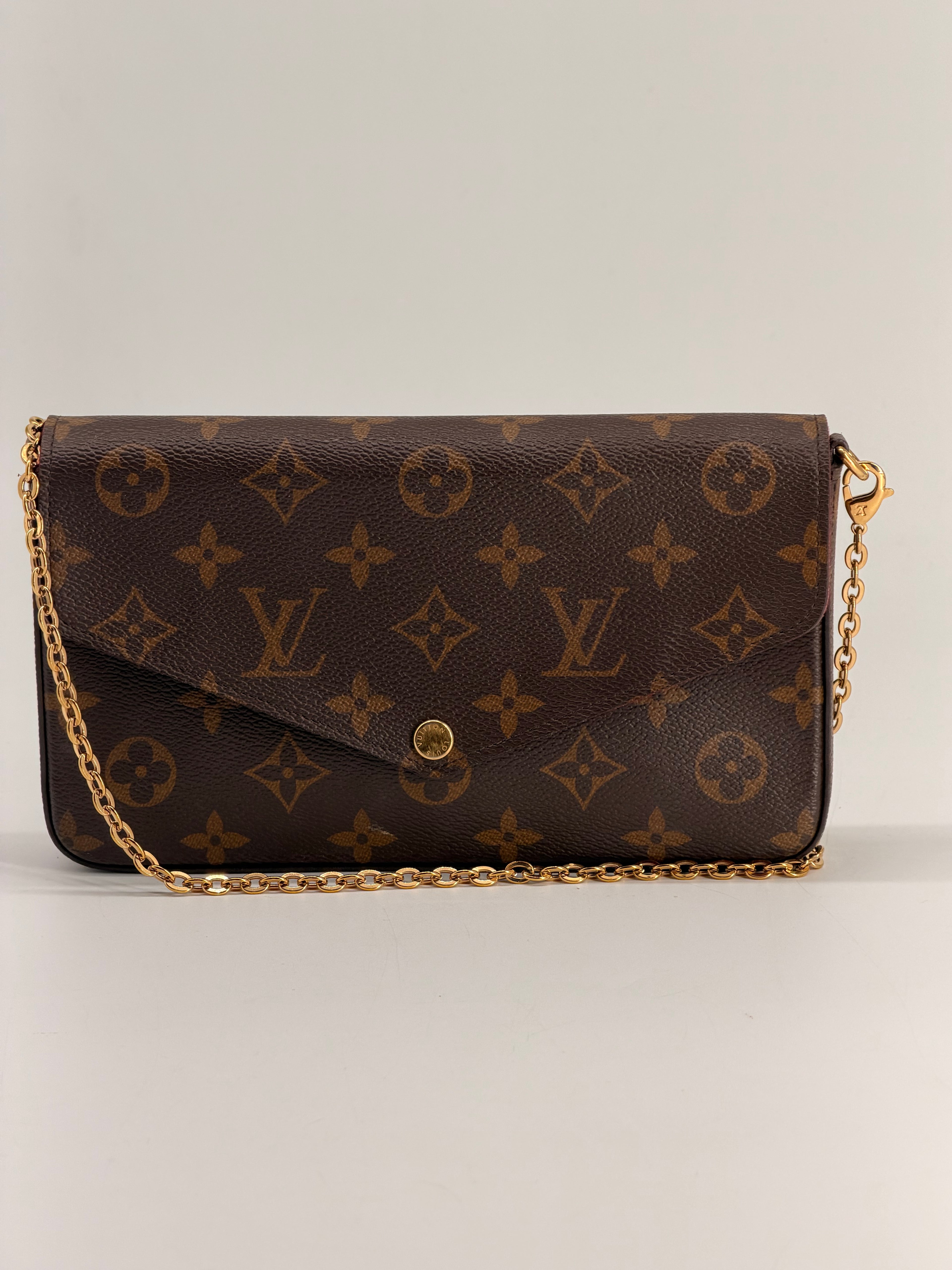 Louis Vuitton Pochette Felicie Brown Monogram Canvas Bag with pouch