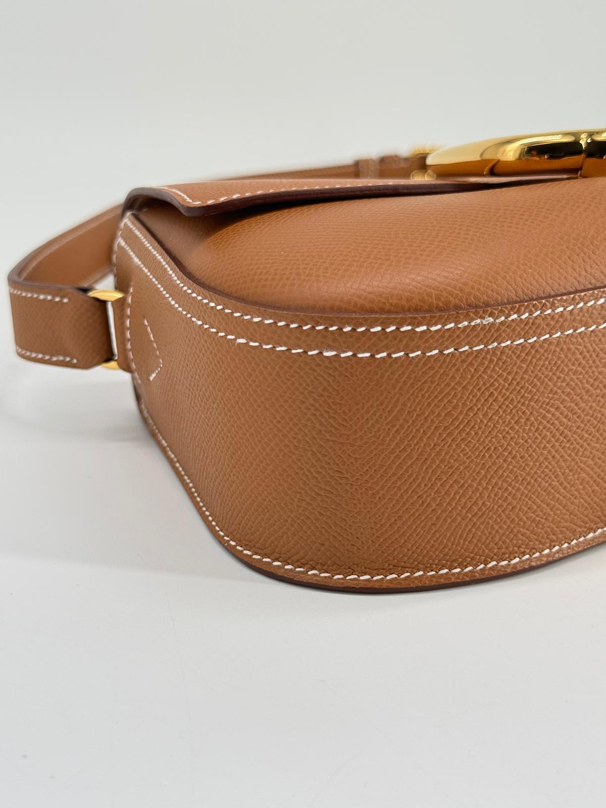 Hermes Epsom Della Cavalleria Elan Brown Leather Shoulder Bag Gold Hardware