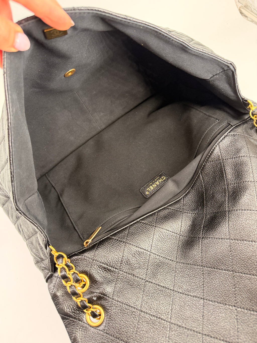Chanel Travel XXL Black Grained Calfskin Shoulder Bag