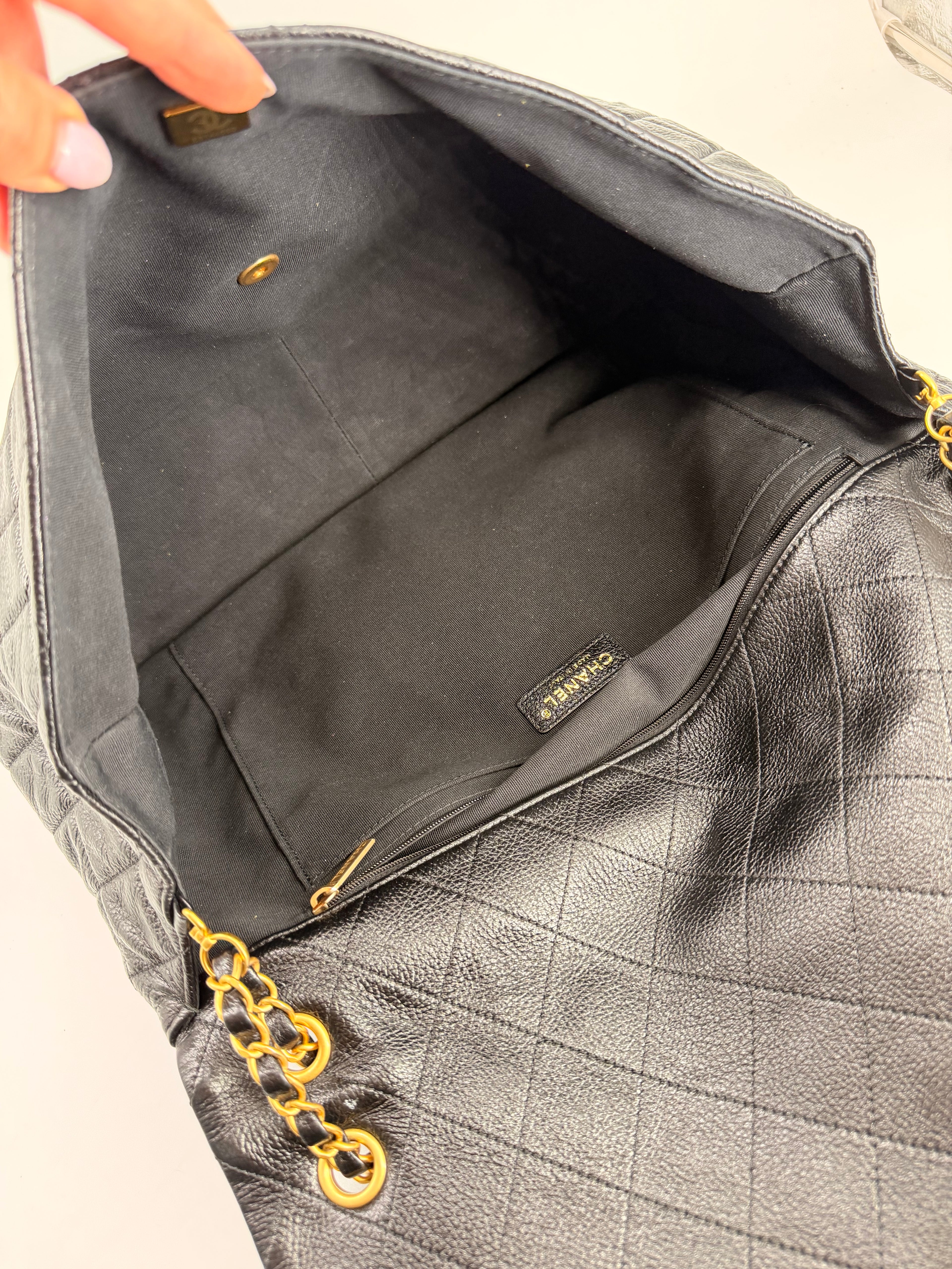 Chanel Travel XXL Black Grained Calfskin Shoulder Bag