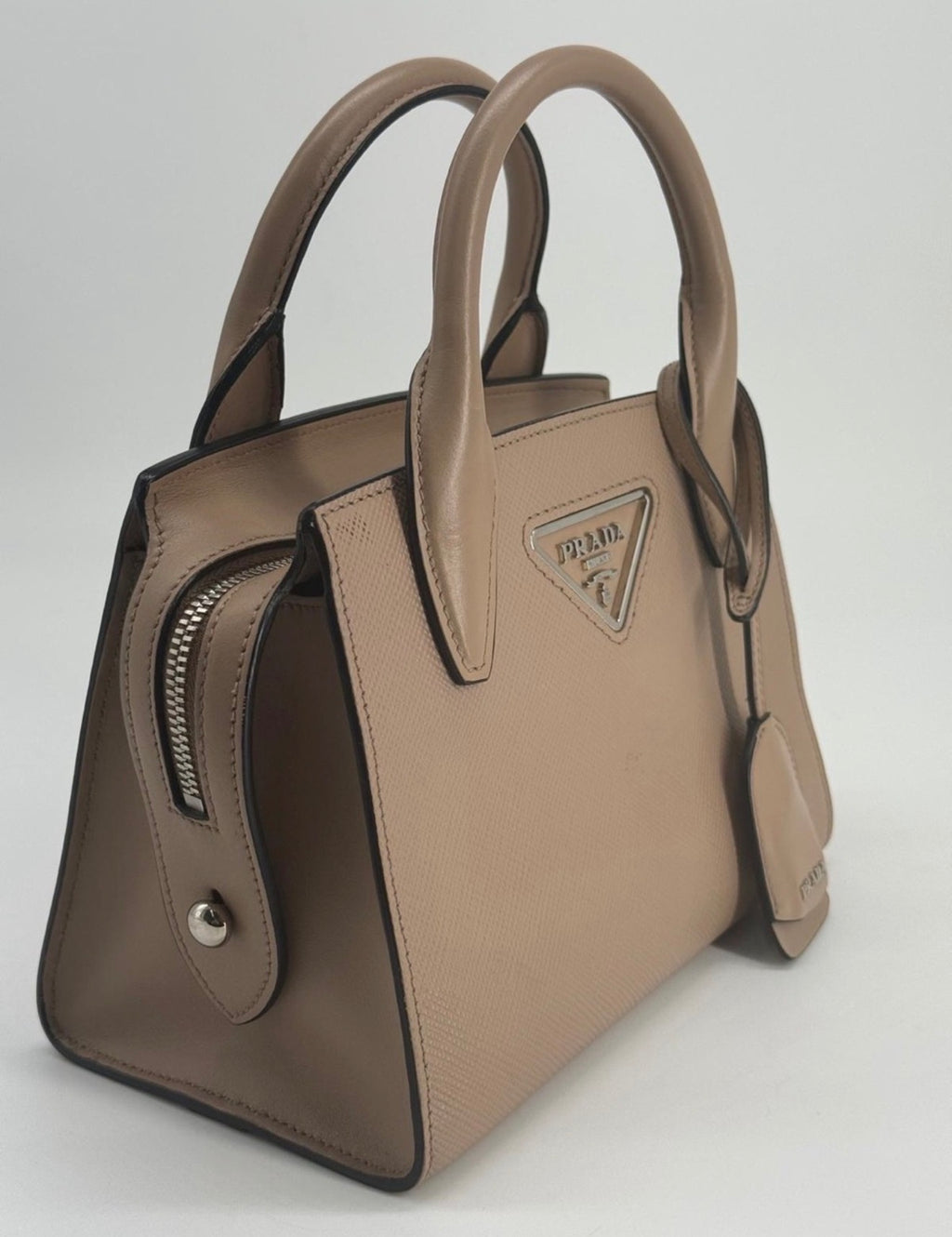 PRADA Kristen Saffiano Small Monochrome Leather Handbag