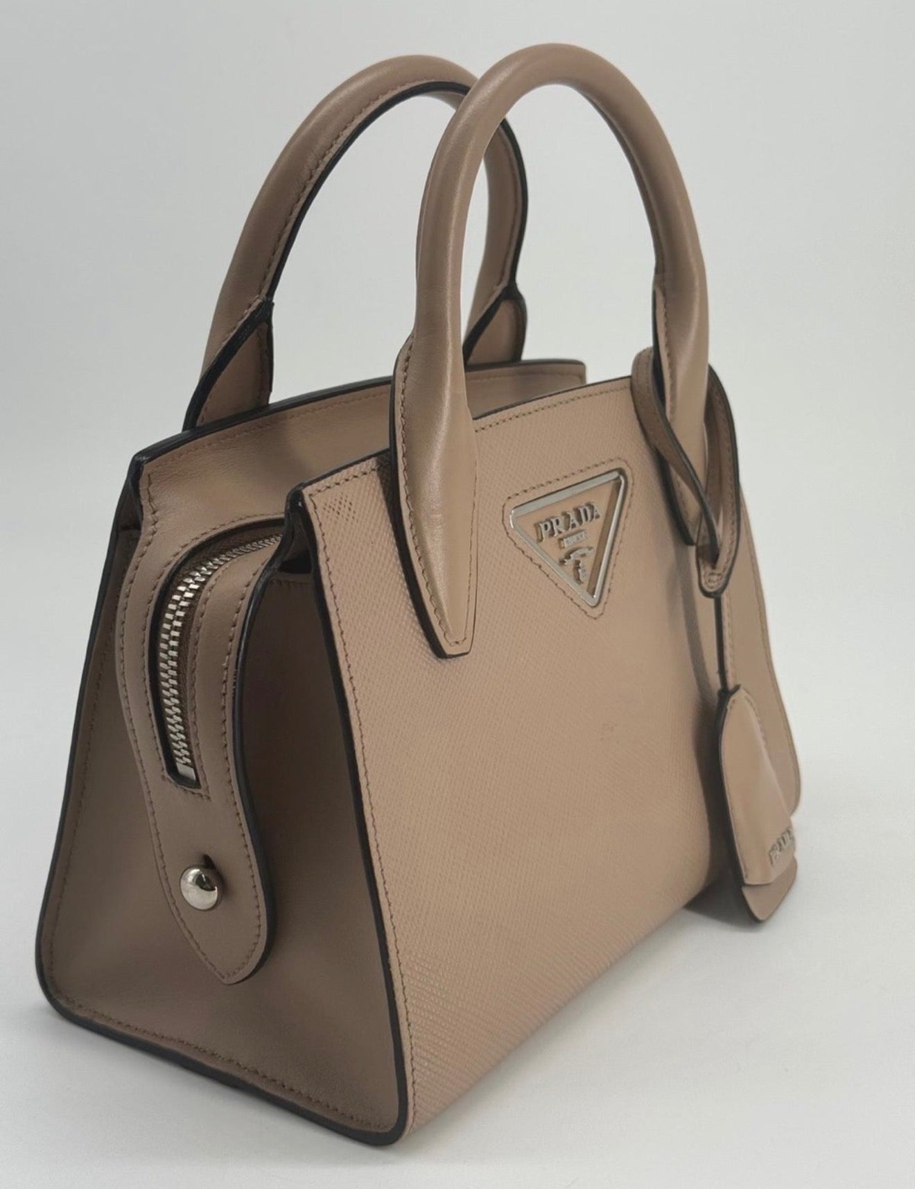 PRADA Kristen Saffiano Small Monochrome Leather Handbag