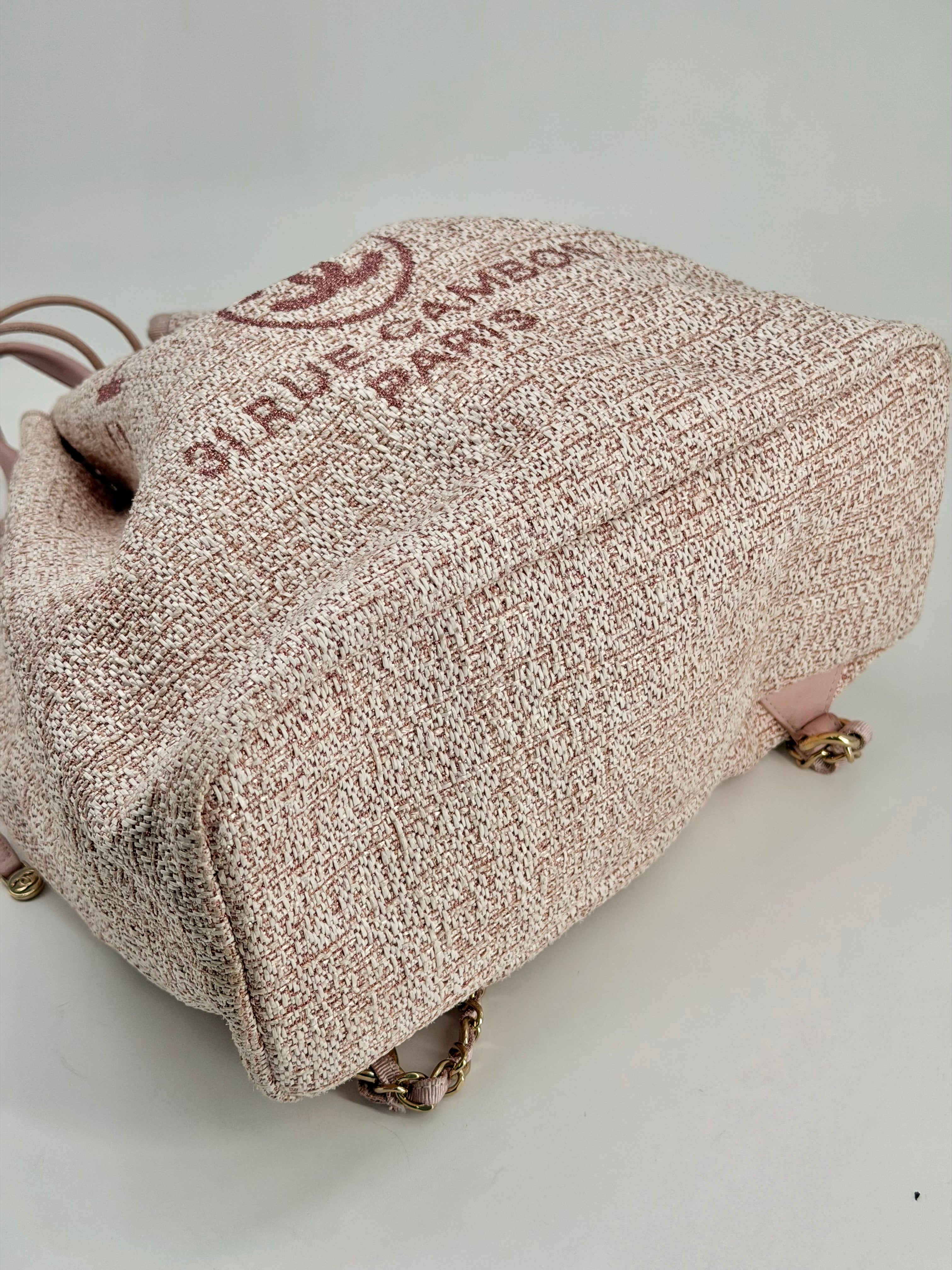 CHANEL Deauville Backpack Pink Drawstring Backpack