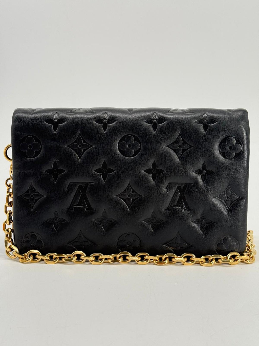 Louis Vuitton Monogram Embossed Pochette Coussin Black Crossbody Bag