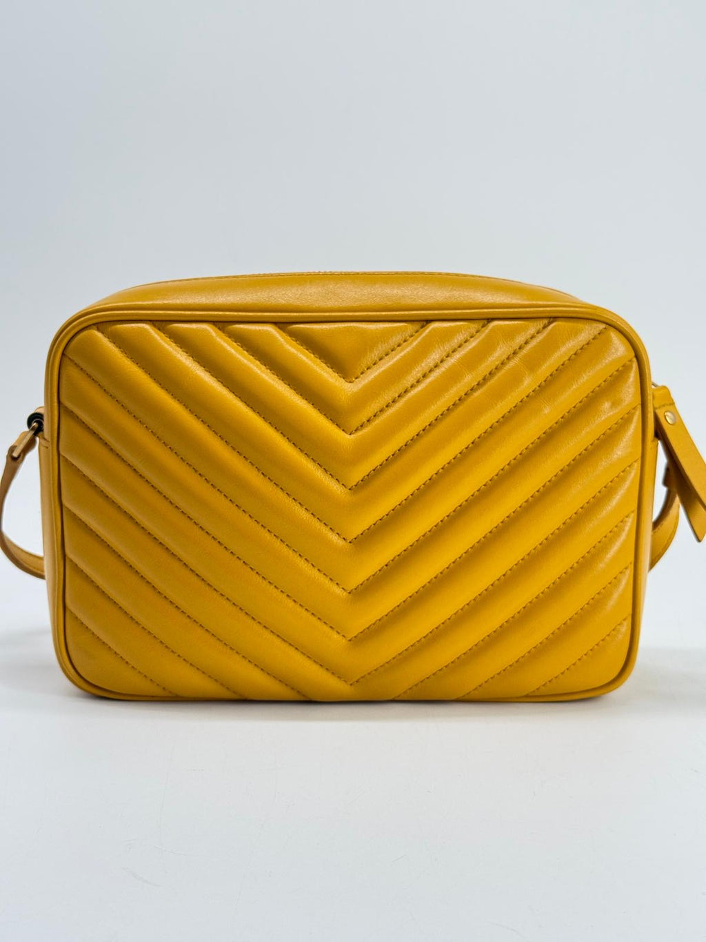 Saint Laurent Lou Camera Crossbody Bag with Tassel in Yellow Calfskin
