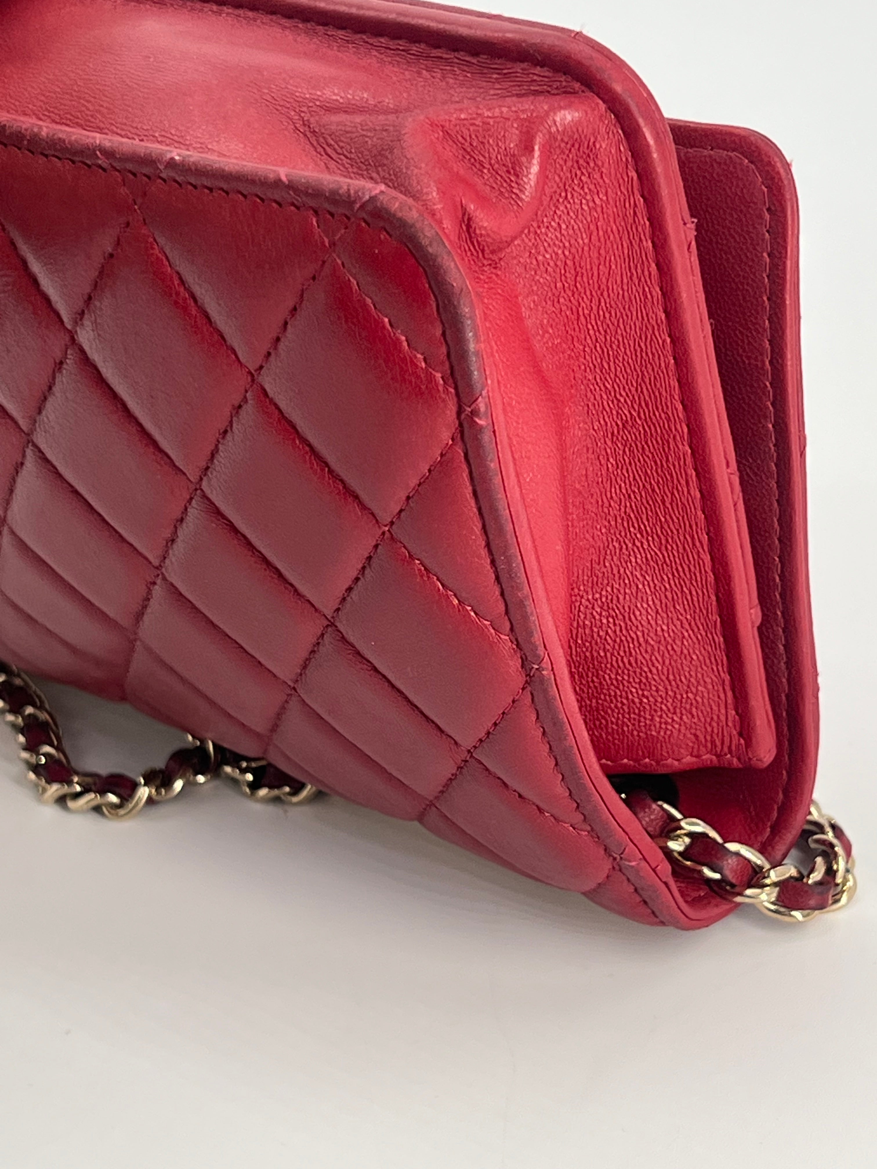 Chanel Trendy CC Wallet on Chain Quilted Red Lambskin