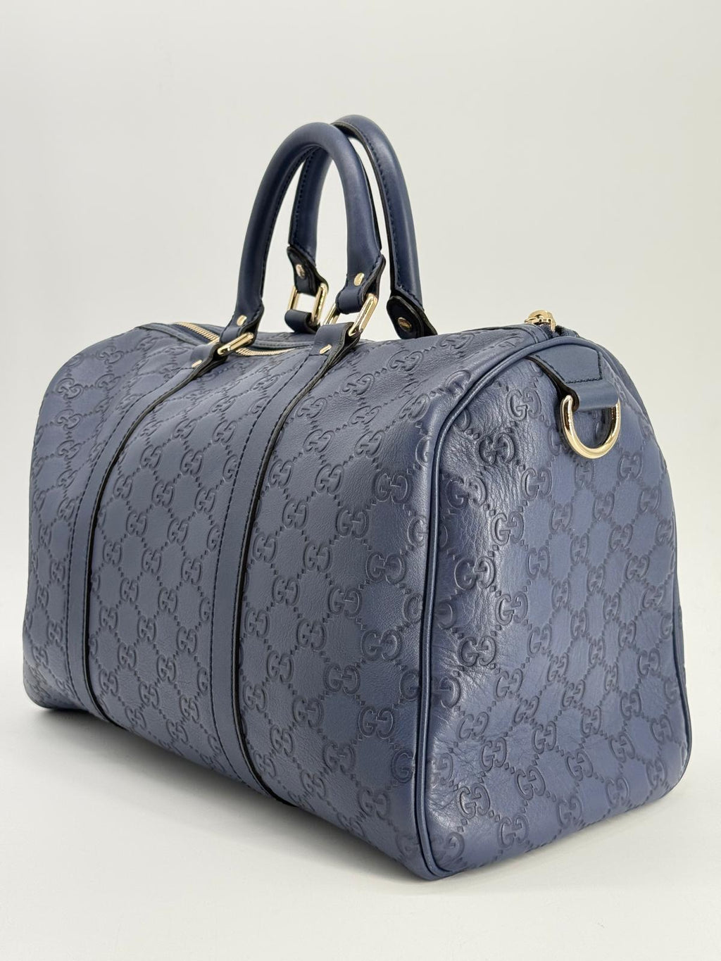 Gucci Guccissima Blue Leather Boston Medium Bag
