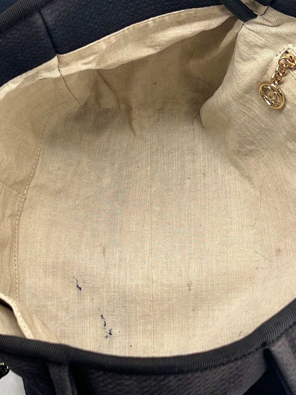 Chanel Deauville Tote Bag Small in Black Canvas Gold-Tone Hardware With Pouch