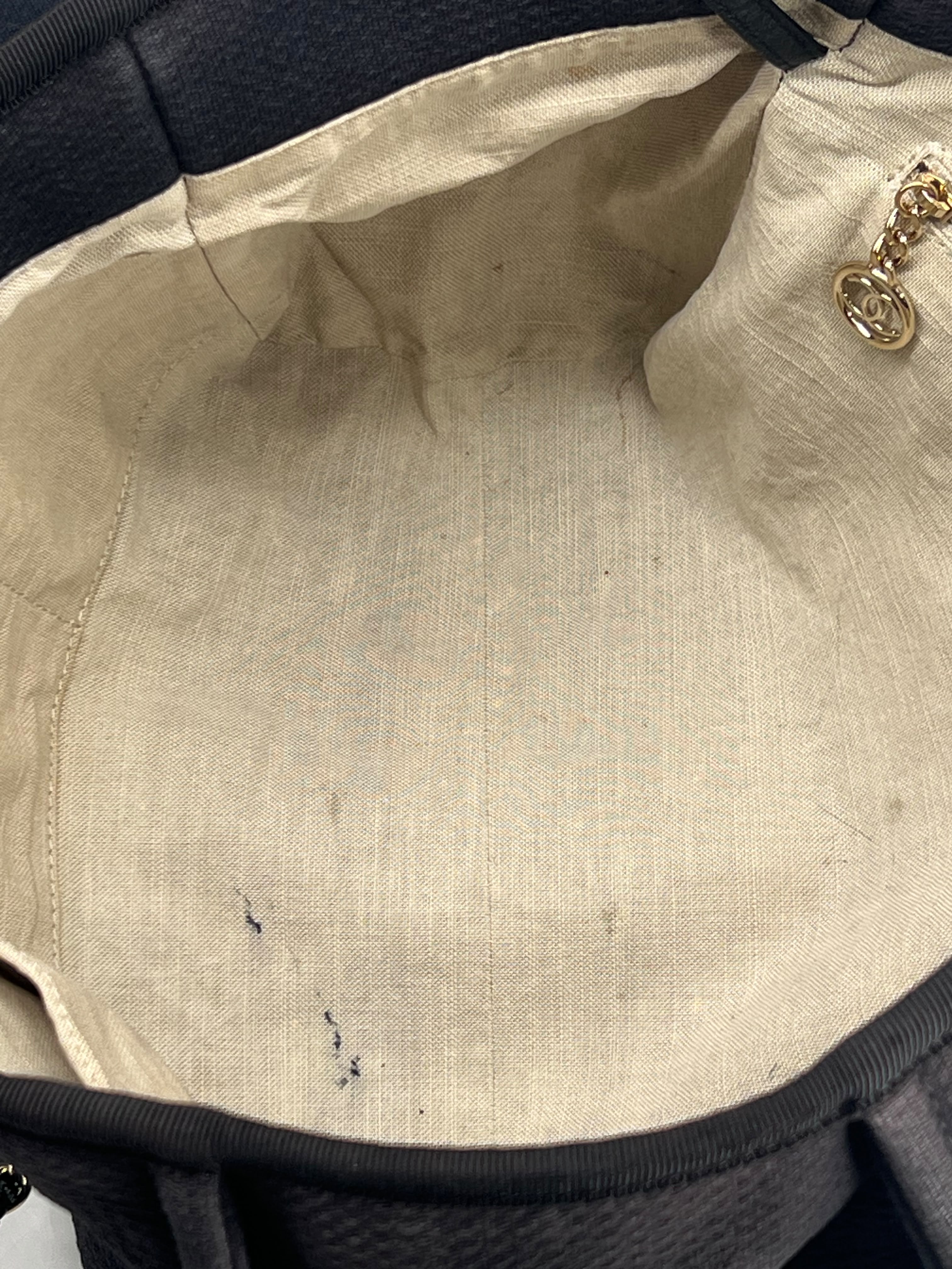 Chanel Deauville Tote Bag Small in Black Canvas Gold-Tone Hardware With Pouch