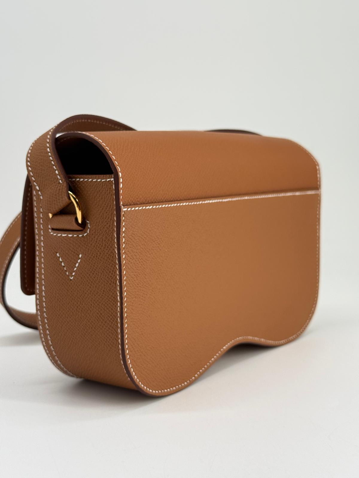 Hermes Epsom Della Cavalleria Elan Brown Leather Shoulder Bag Gold Hardware