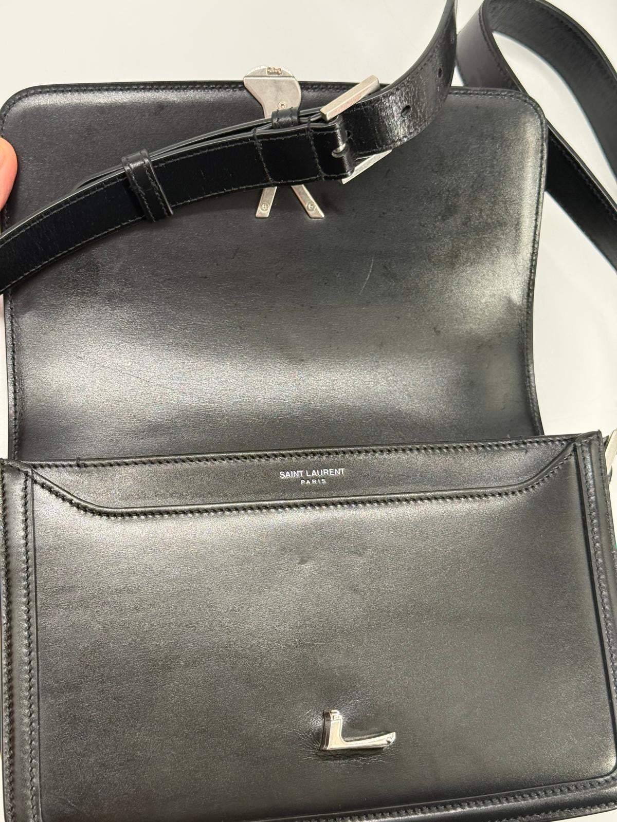 Saint Laurent Solferino Medium Black Leather Shoulder Bag