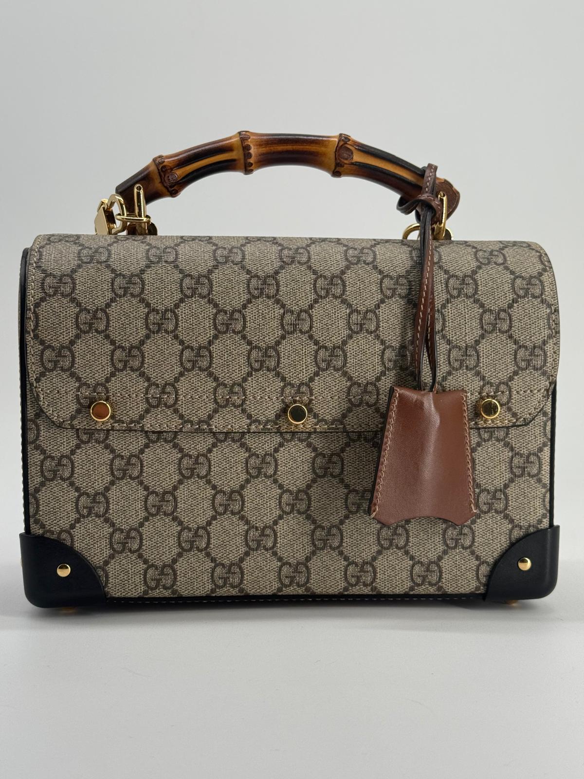 Gucci GG Small Supreme Padlock Bamboo Shoulder Bag
