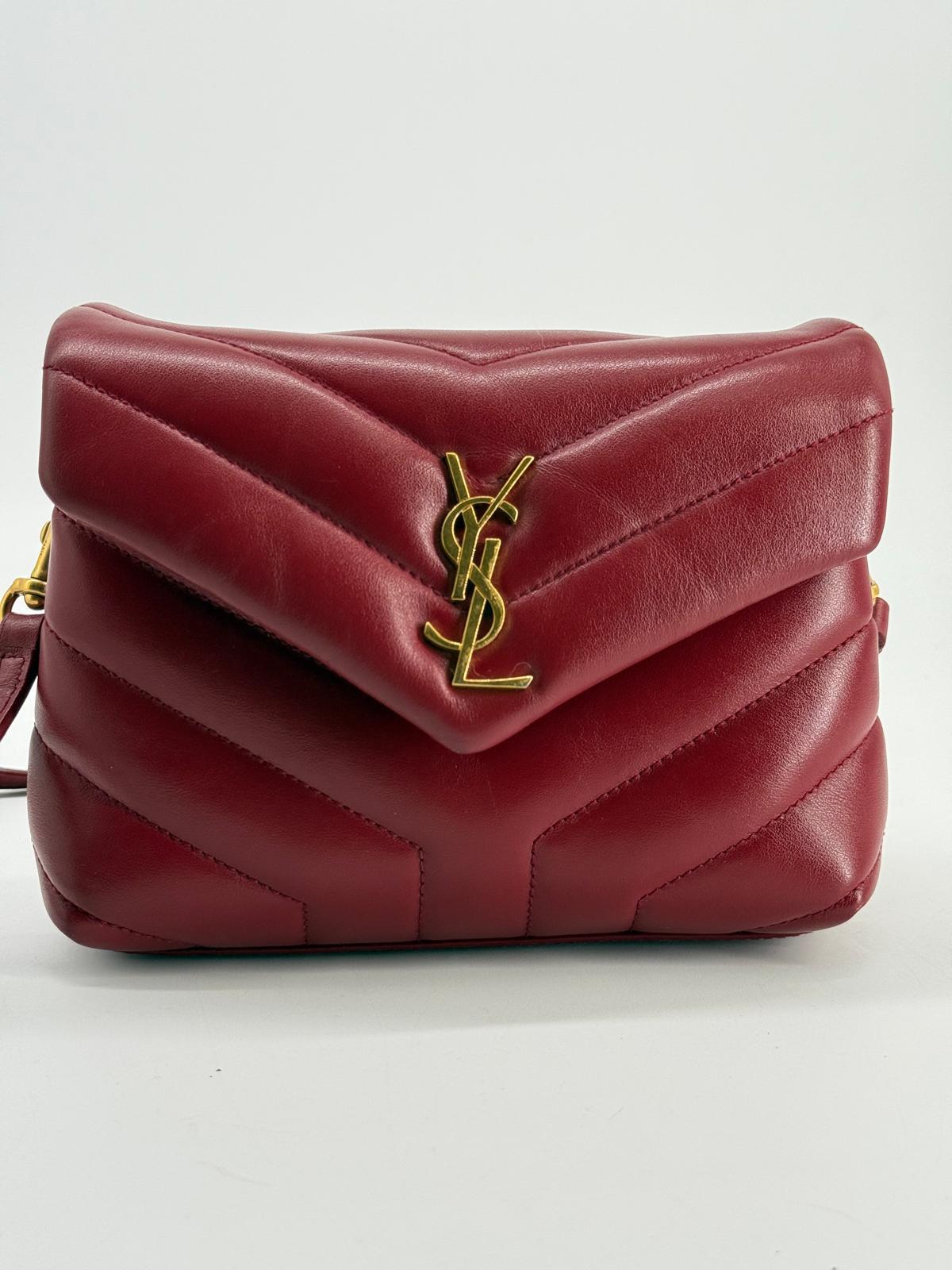 Saint Laurent Loulou Toy Quilted Burgundy Leathers with Gold Hardware