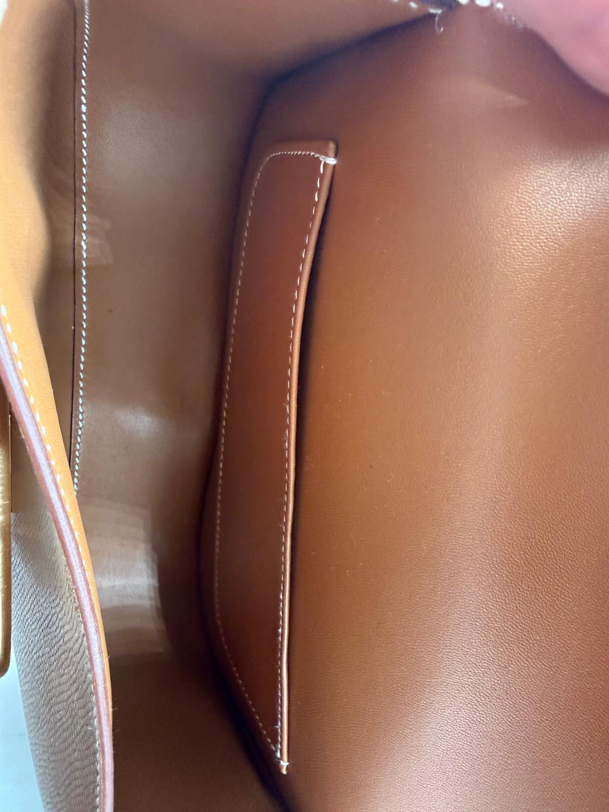 Hermes Epsom Della Cavalleria Elan Brown Leather Shoulder Bag Gold Hardware