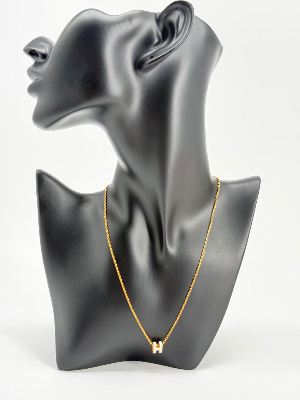 Hermes Mini Pop H pendant Necklace White
