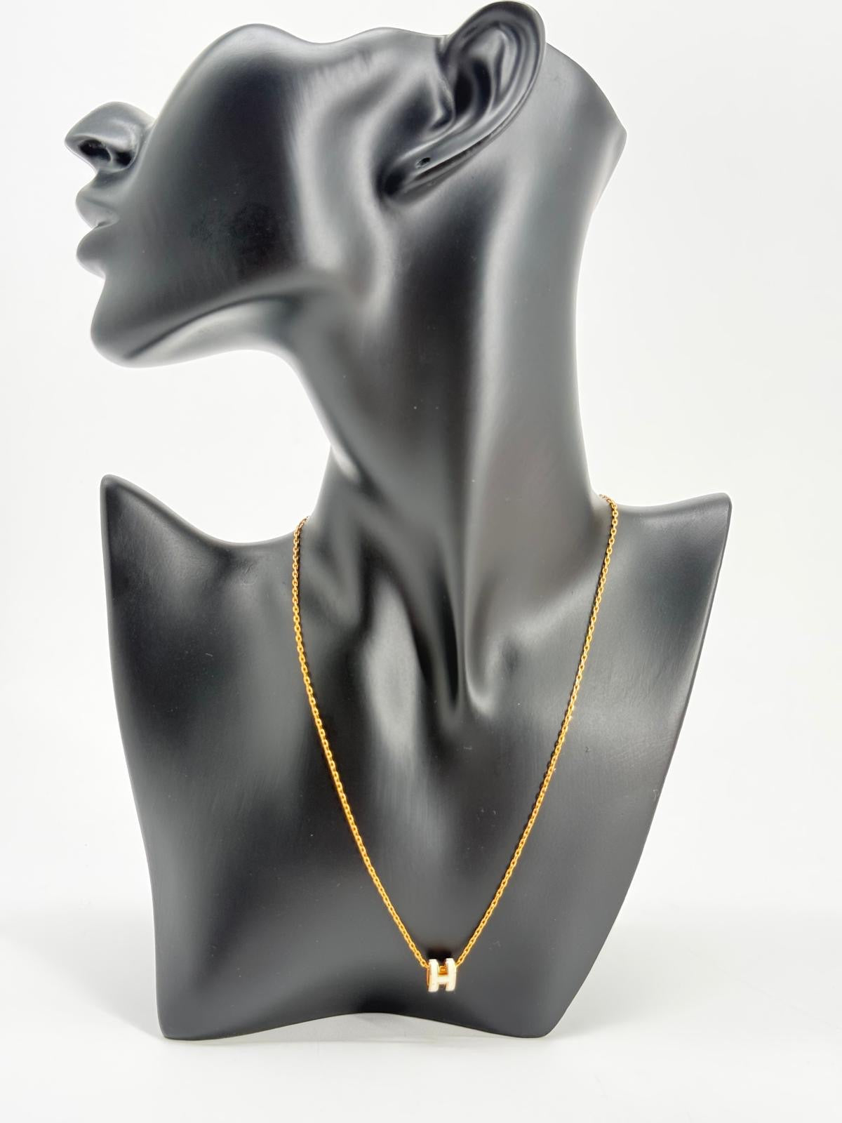 Hermes Mini Pop H pendant Necklace White