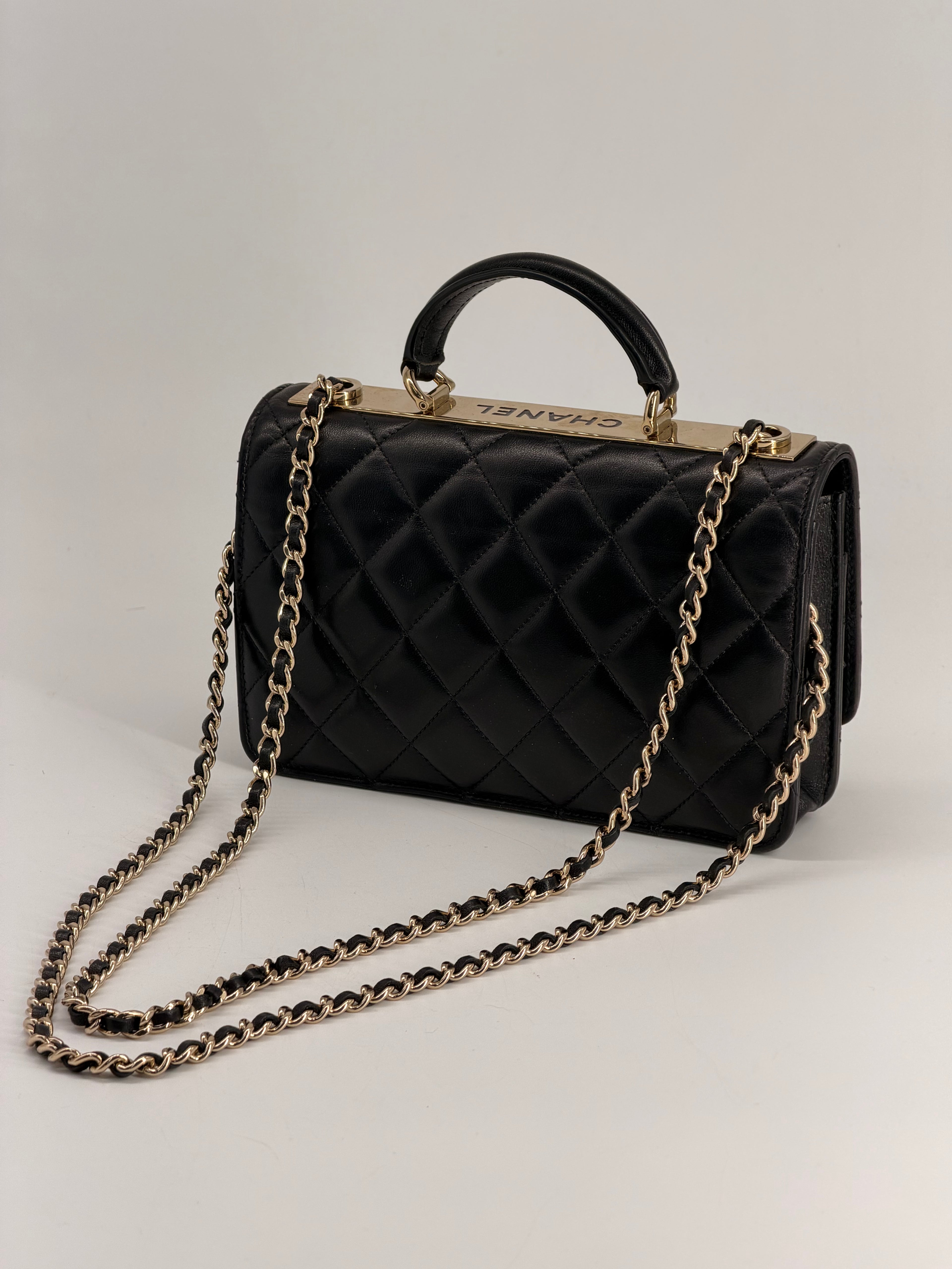 Chanel Trendy CC Wallet On Chain in Black Lambskin Leather