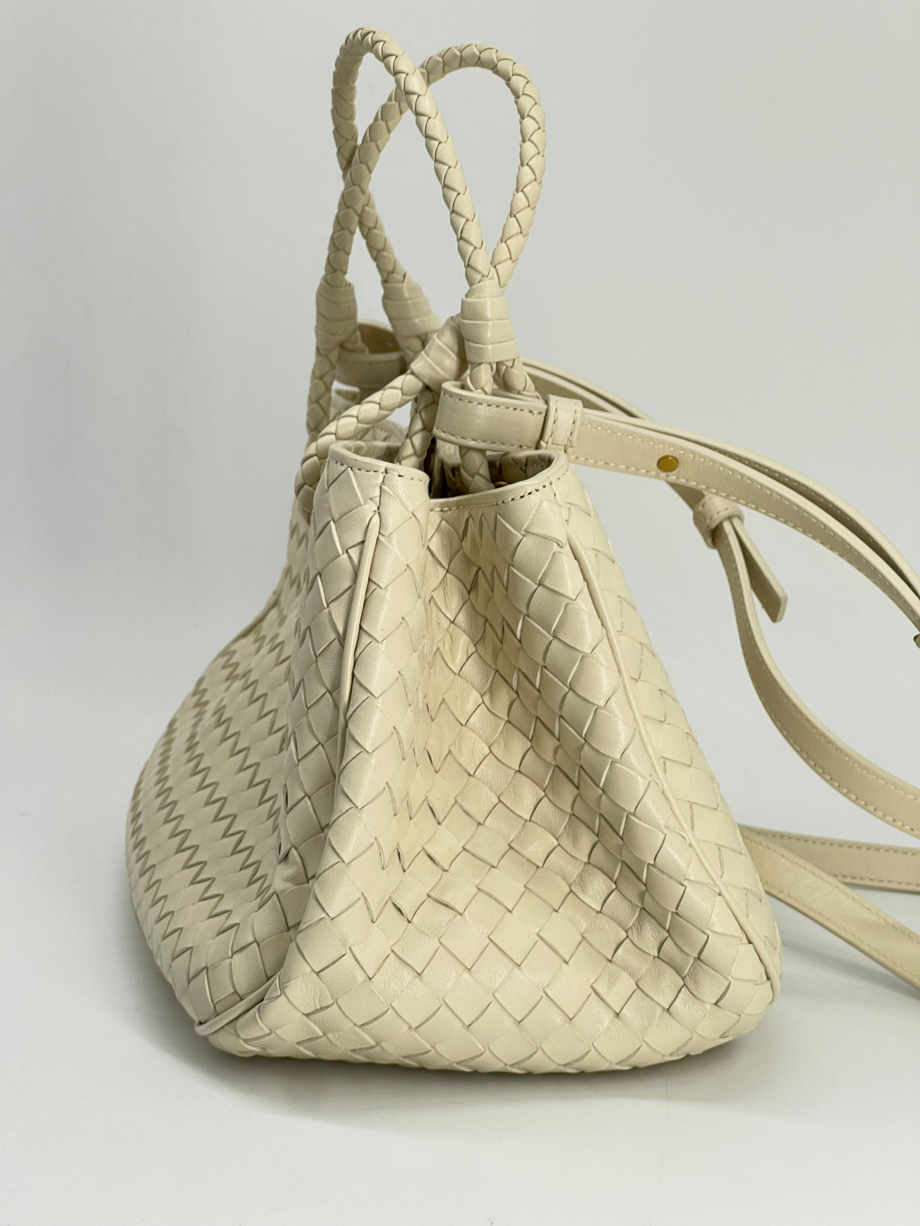 Bottega Veneta Nappa Intrecciato Basket Bag In Sea Salt Leather