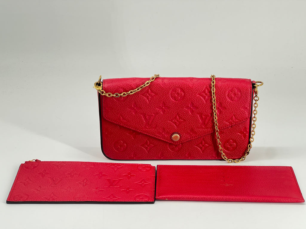 Louis Vuitton Felicie Pochette Monogram Empreinte Leather Red