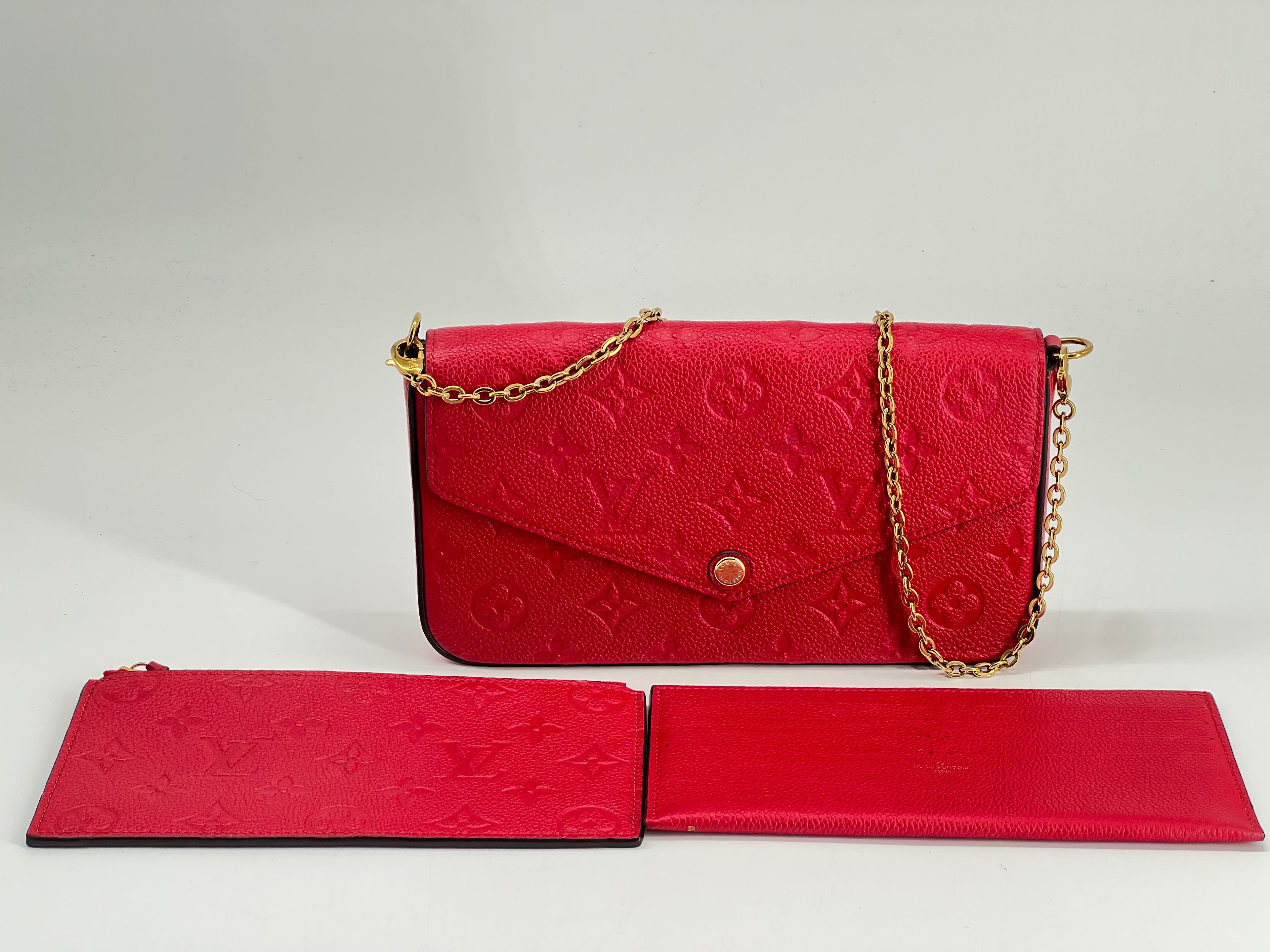 Louis Vuitton Felicie Pochette Monogram Empreinte Leather Red