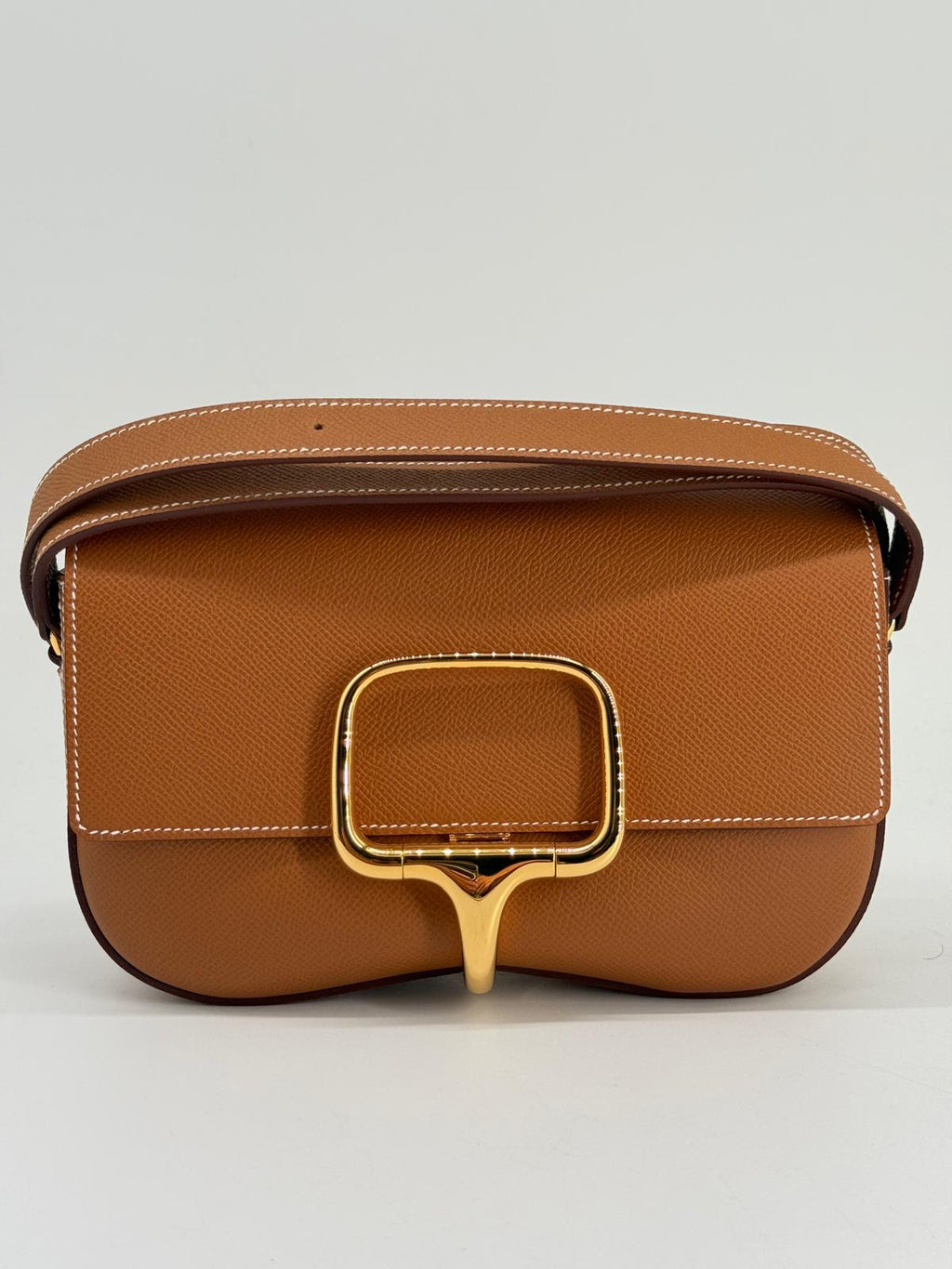 Hermes Epsom Della Cavalleria Elan Brown Leather Shoulder Bag Gold Hardware