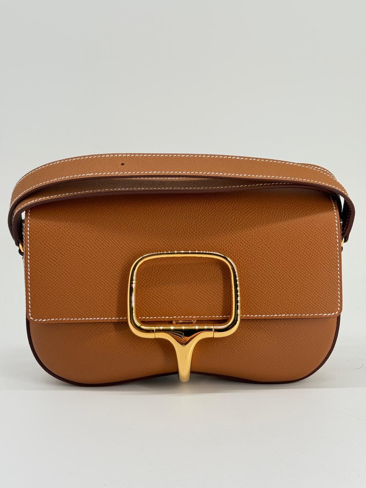 Hermes Epsom Della Cavalleria Elan Brown Leather Shoulder Bag Gold Hardware