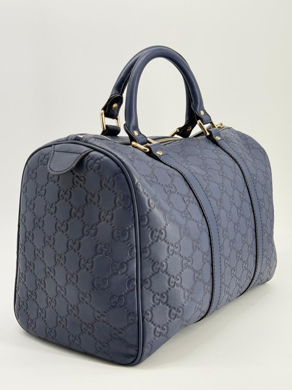 Gucci Guccissima Blue Leather Boston Medium Bag