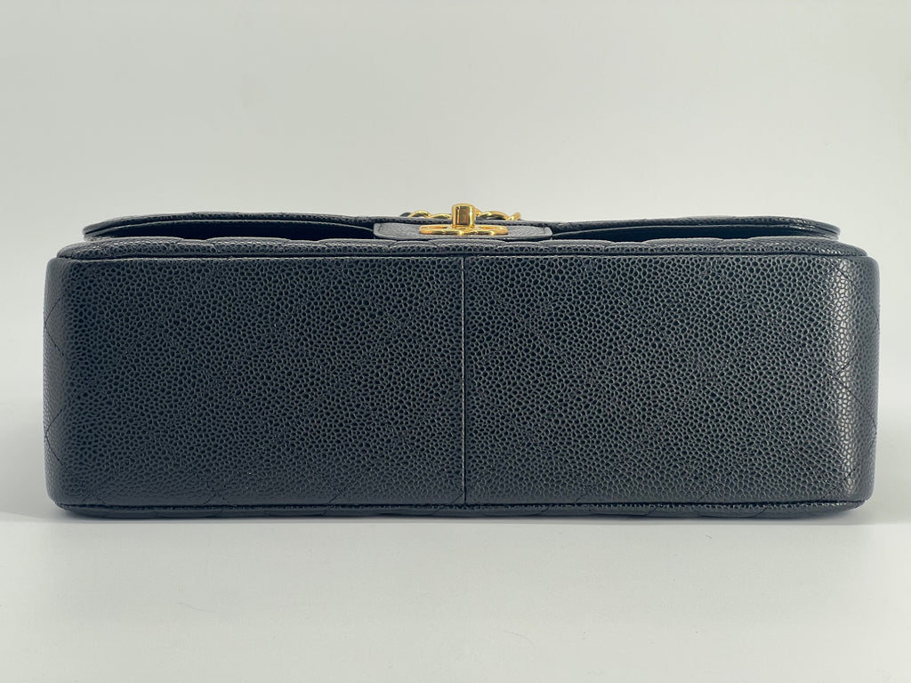 Chanel Classic Jumbo Double Flap Black Caviar Leather With Gold Hardware