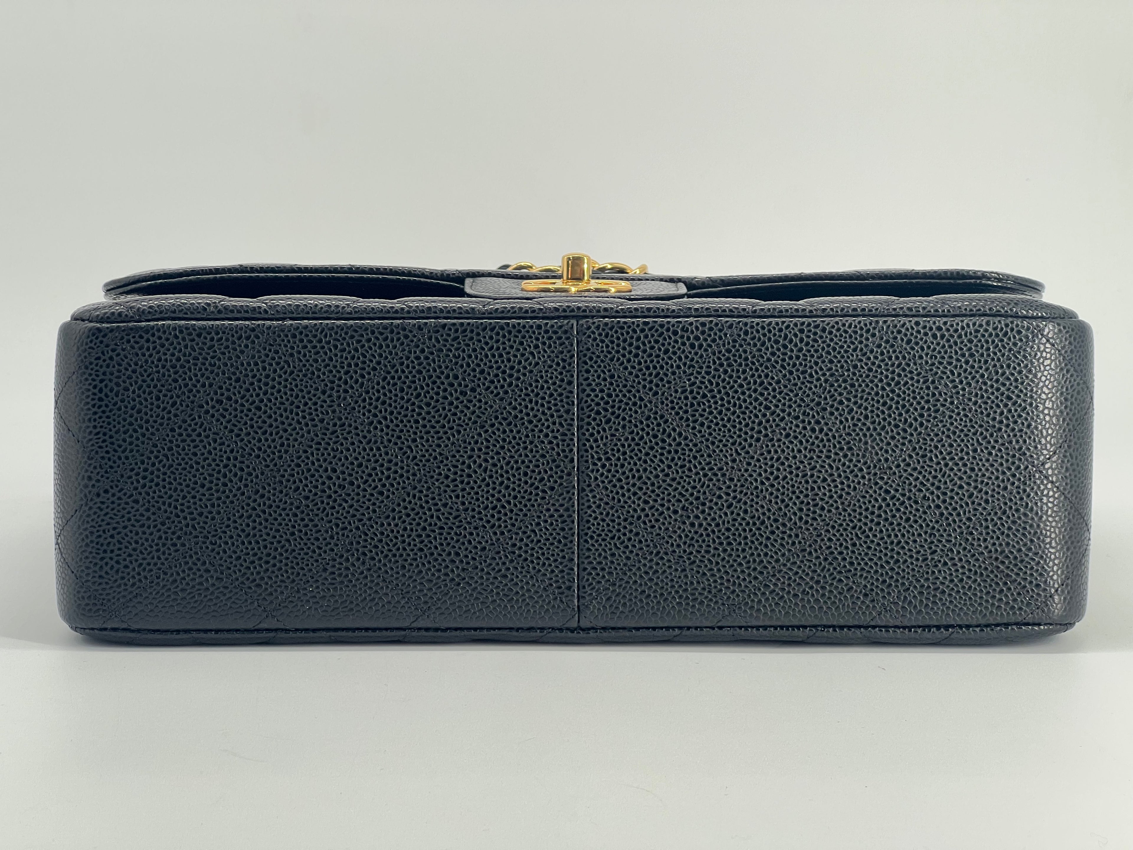 Chanel Classic Jumbo Double Flap Black Caviar Leather With Gold Hardware