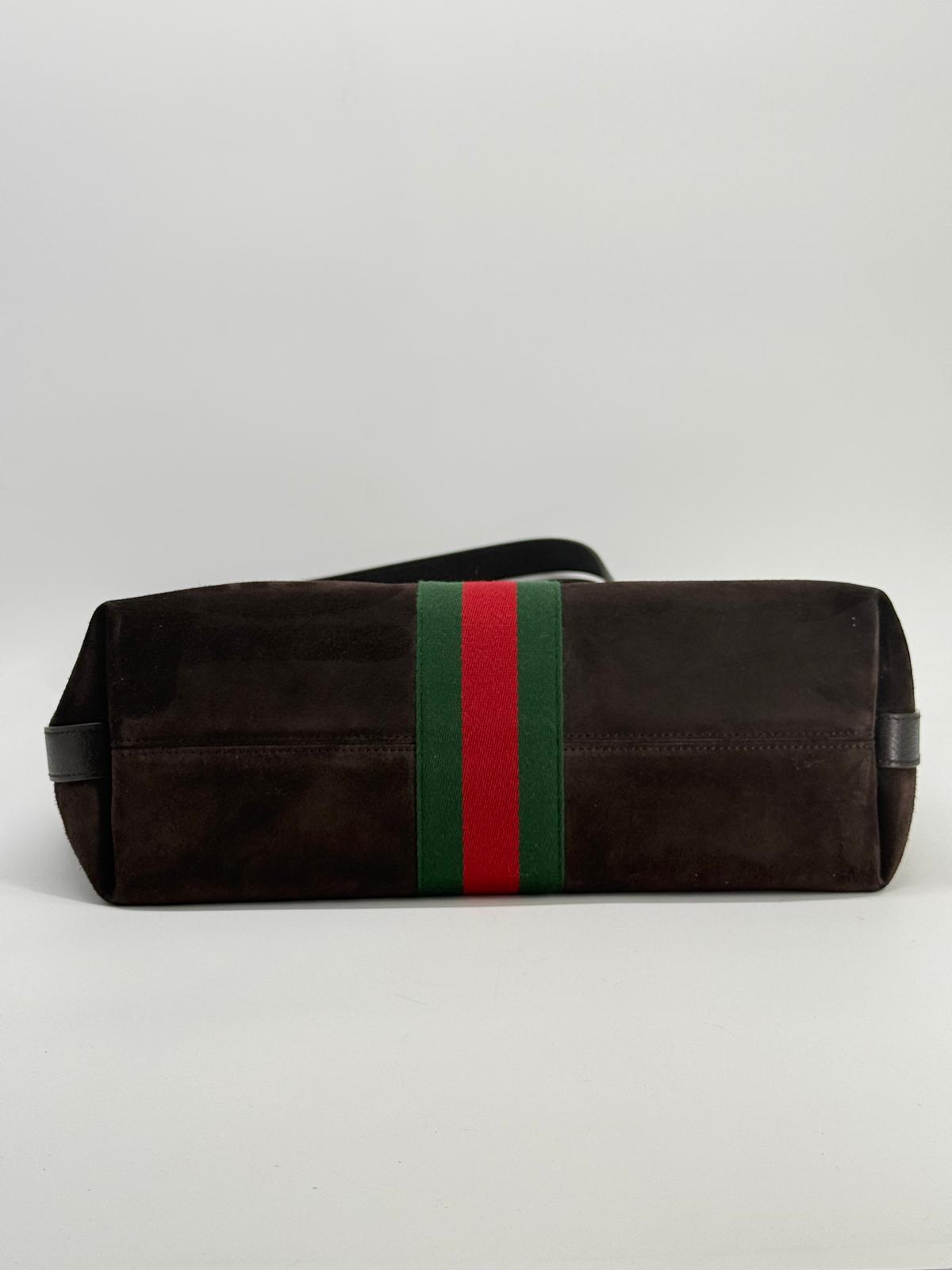 Gucci GG Web Suede Leather Tote Bag