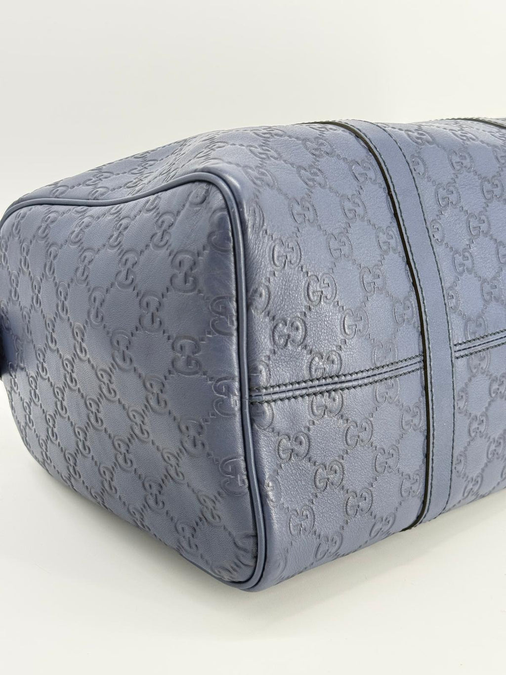 Gucci Guccissima Blue Leather Boston Medium Bag