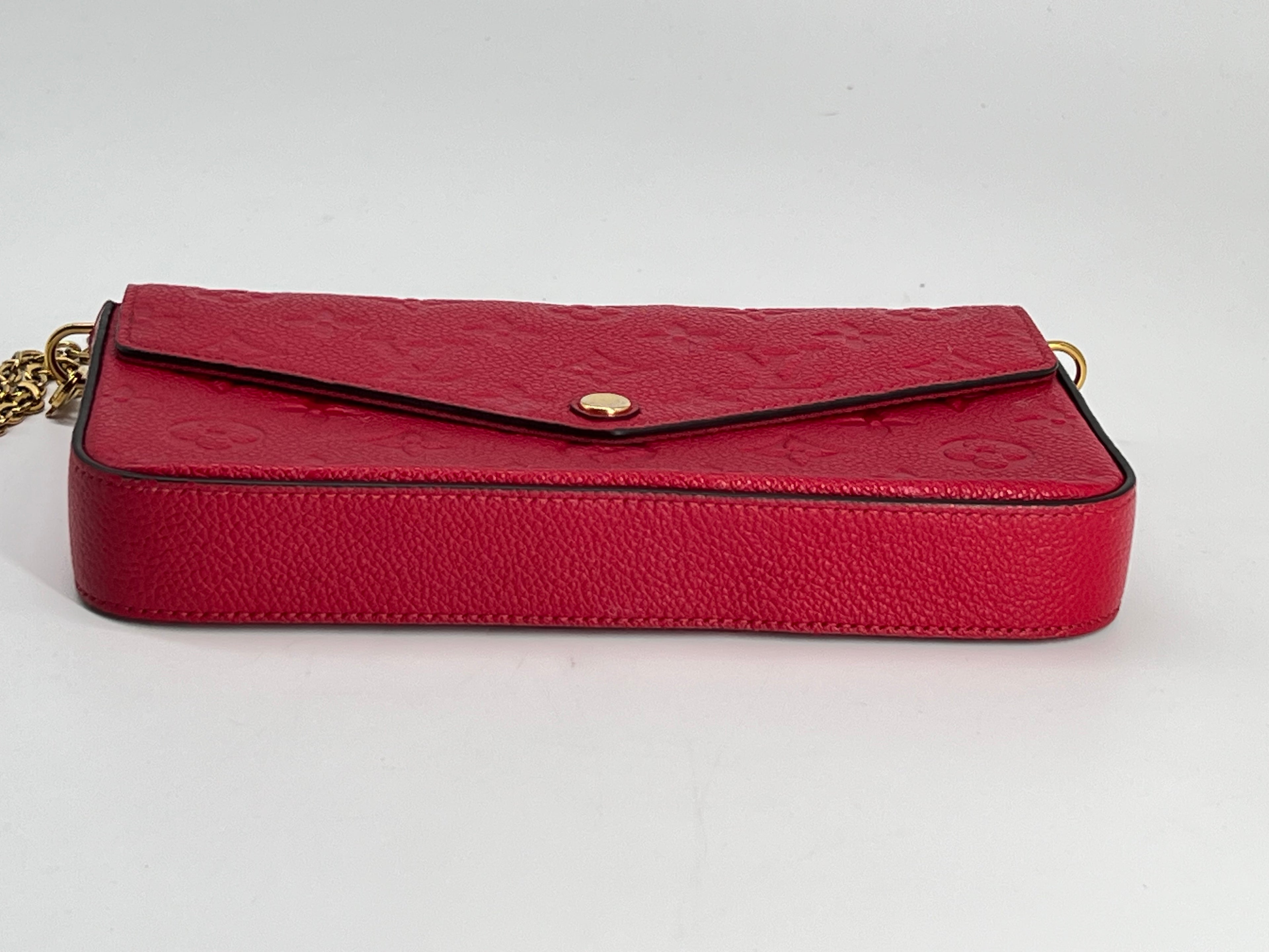 Louis Vuitton Felicie Pochette Monogram Empreinte Leather Red