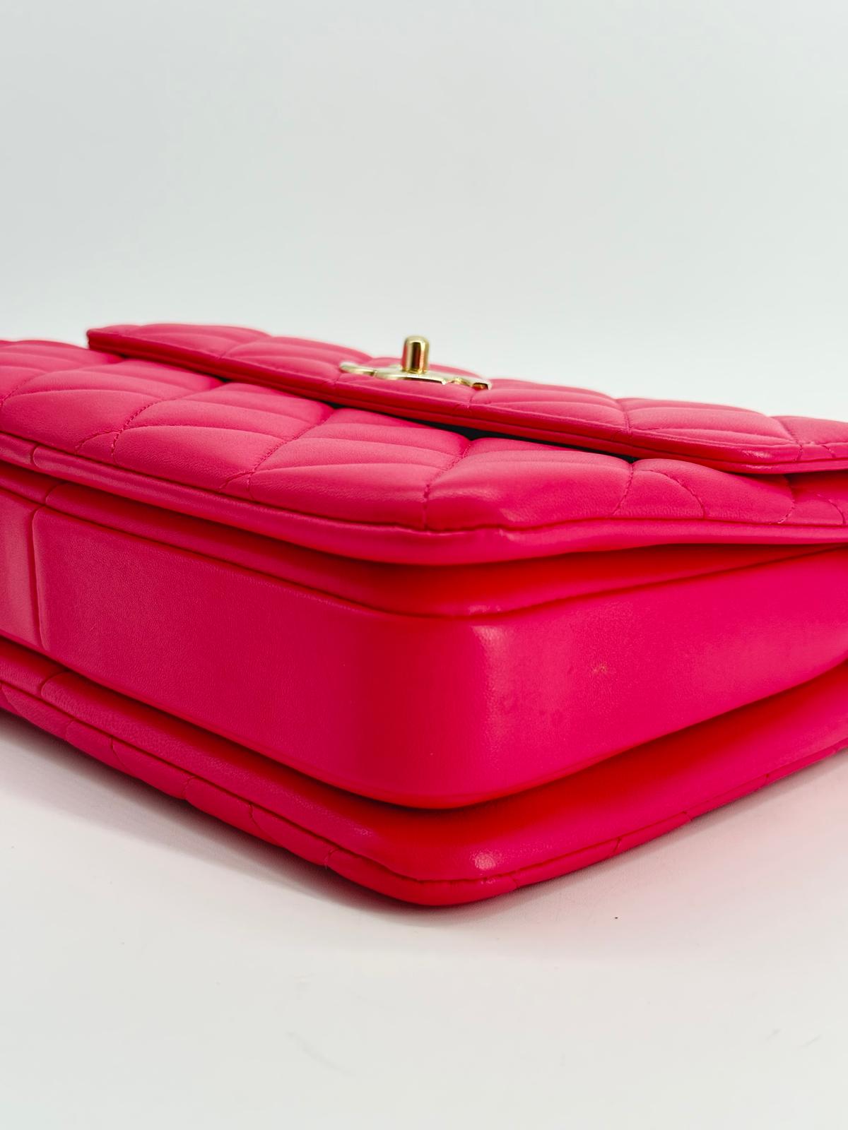 Chanel Trendy CC Pink Lambskin Quilted Top Handle Bag