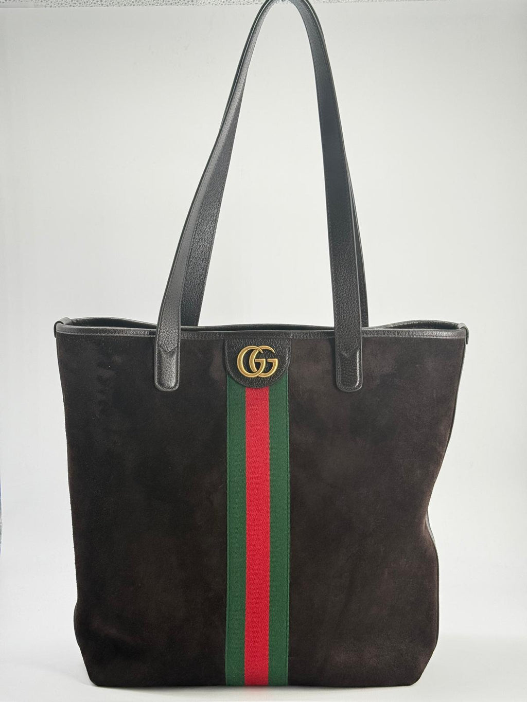 Gucci GG Web Suede Leather Tote Bag