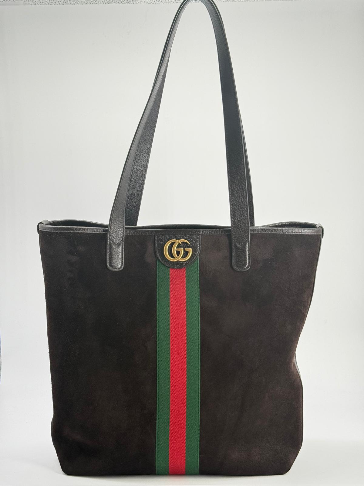 Gucci GG Web Suede Leather Tote Bag