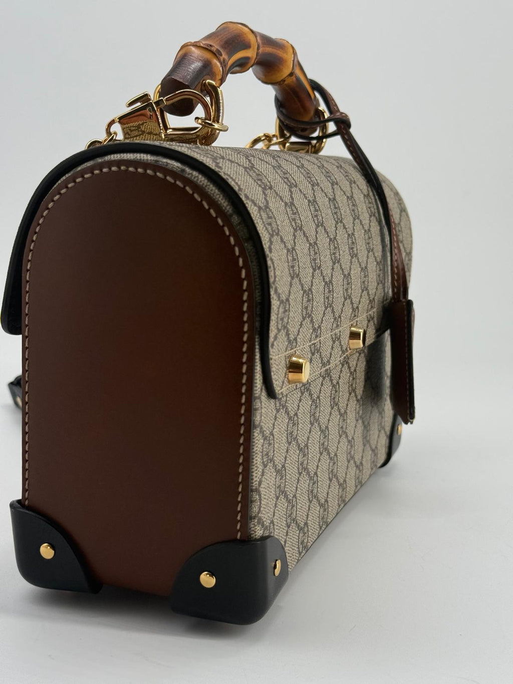 Gucci GG Small Supreme Padlock Bamboo Shoulder Bag
