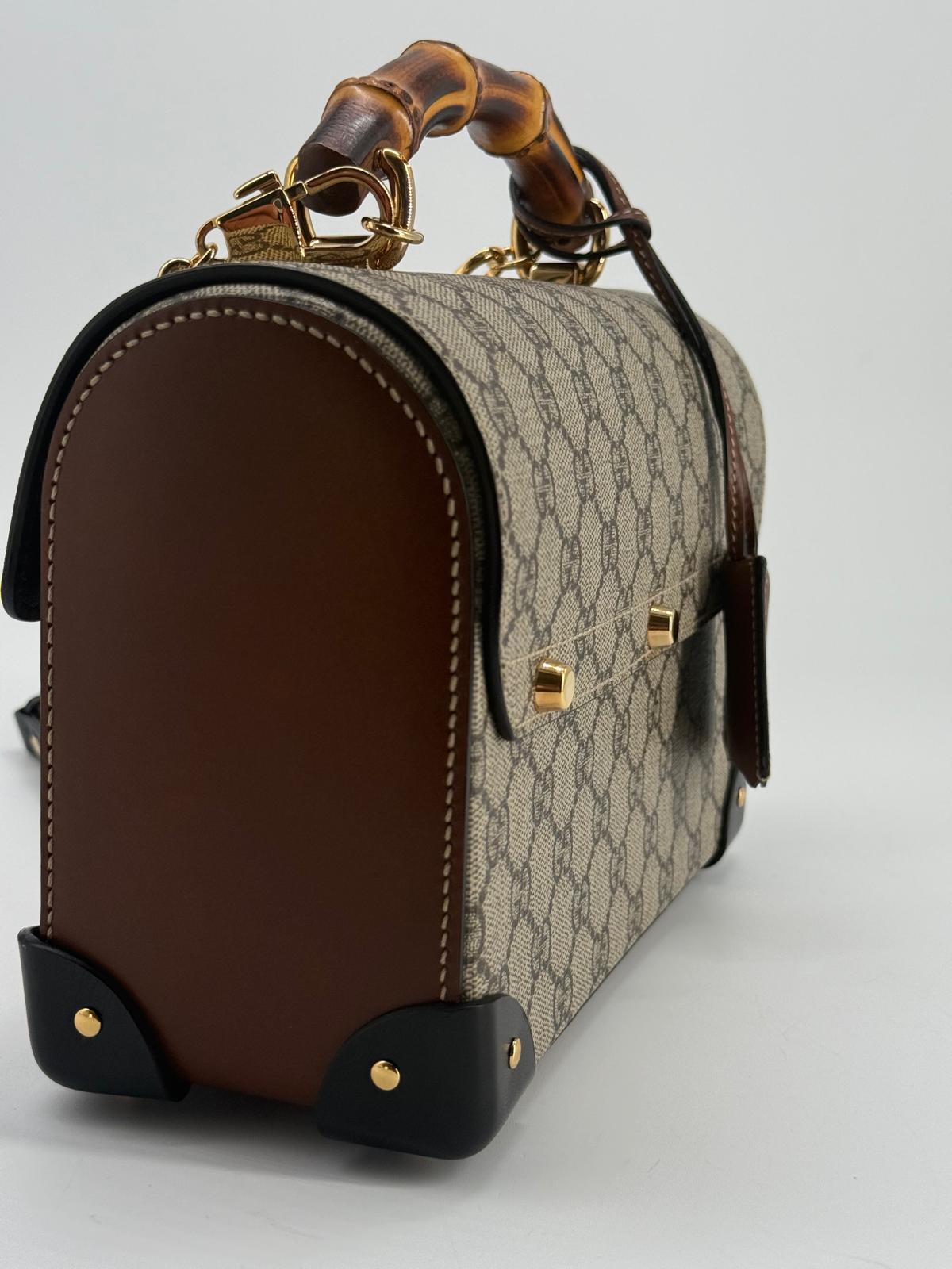 Gucci GG Small Supreme Padlock Bamboo Shoulder Bag