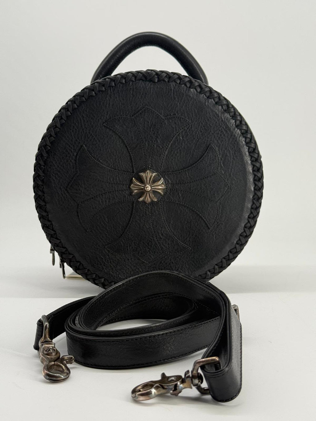Chrome Hearts Leather Moon Black Shoulder Bag