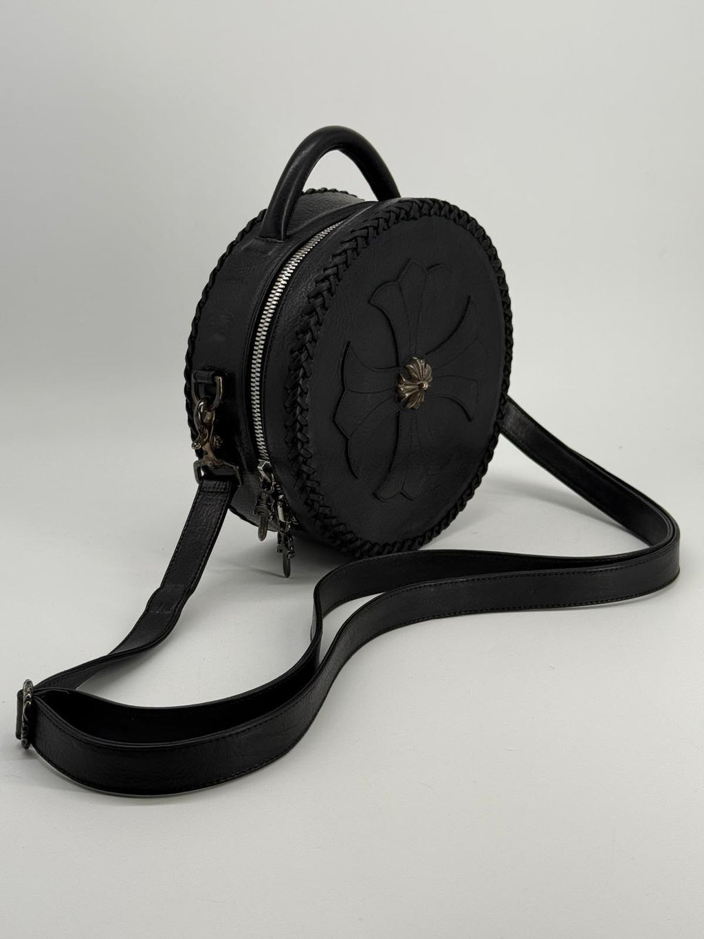 Chrome Hearts Leather Moon Black Shoulder Bag