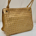 Bottega Veneta Intrecciato Shoulder Bag Gold