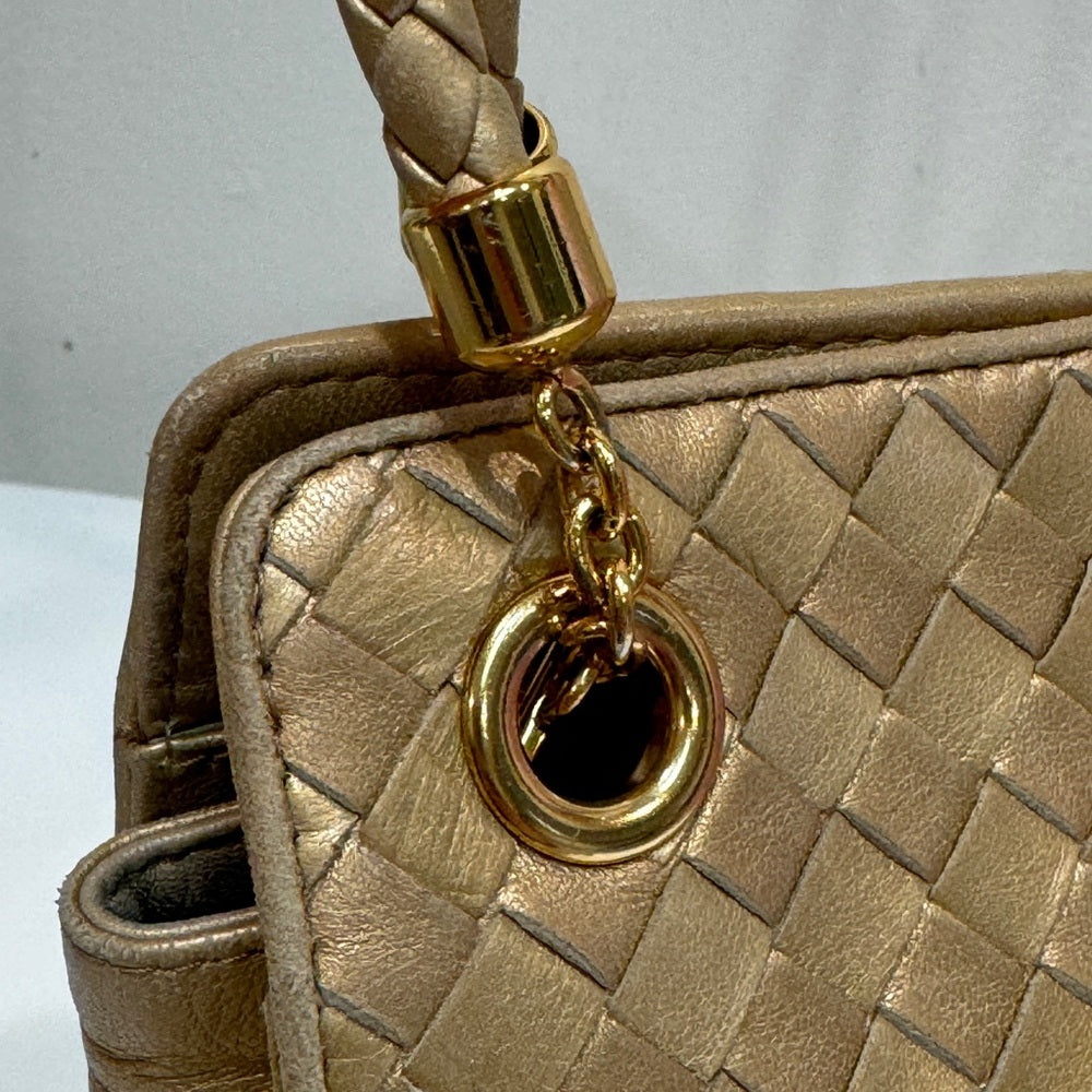 Bottega Veneta Intrecciato Shoulder Bag Gold